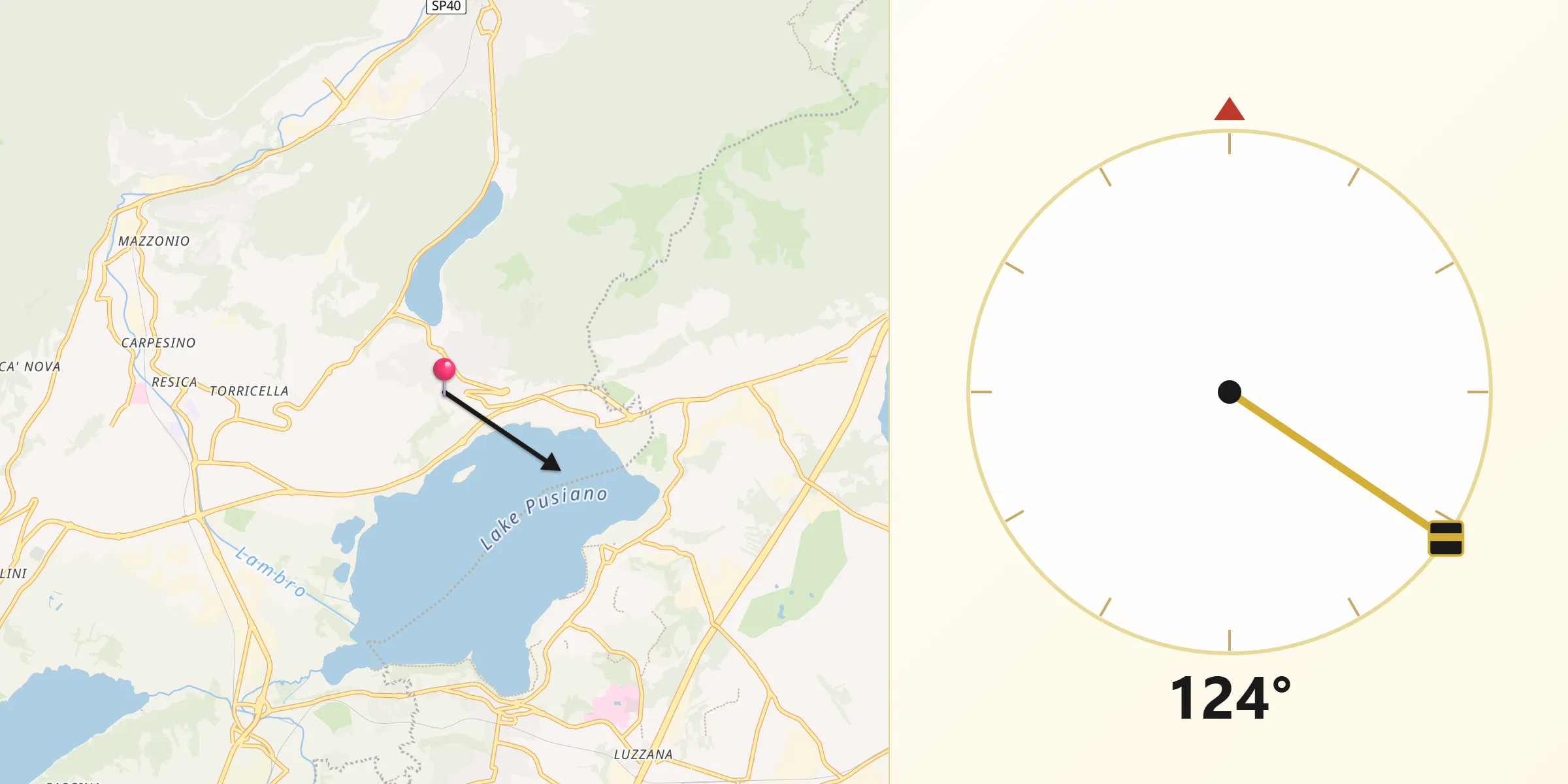 Direzione della Qibla da Corneno-Galliano-Carella Mariaga