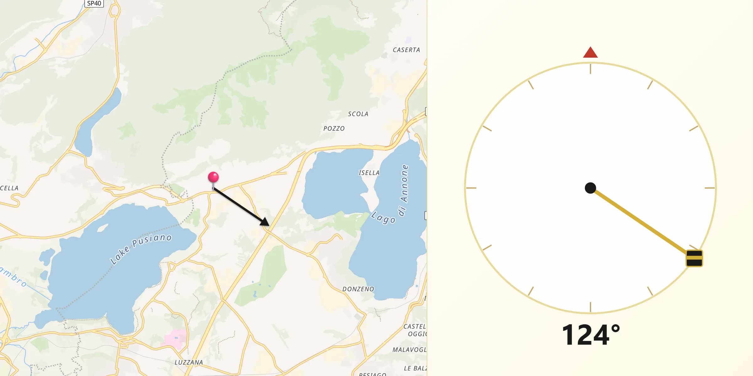 Direzione della Qibla da Cesana Brianza