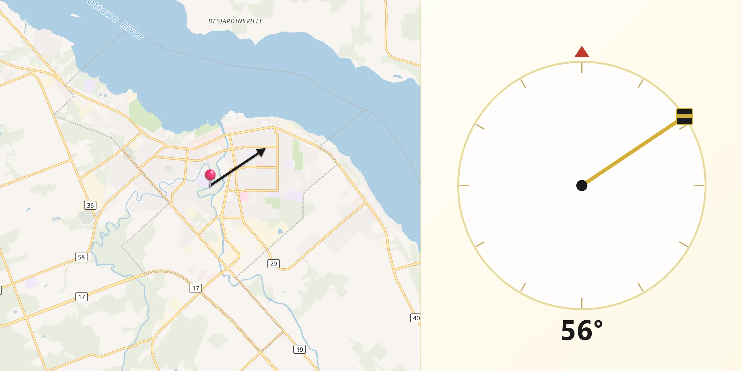 Qibla Direction from Pembroke