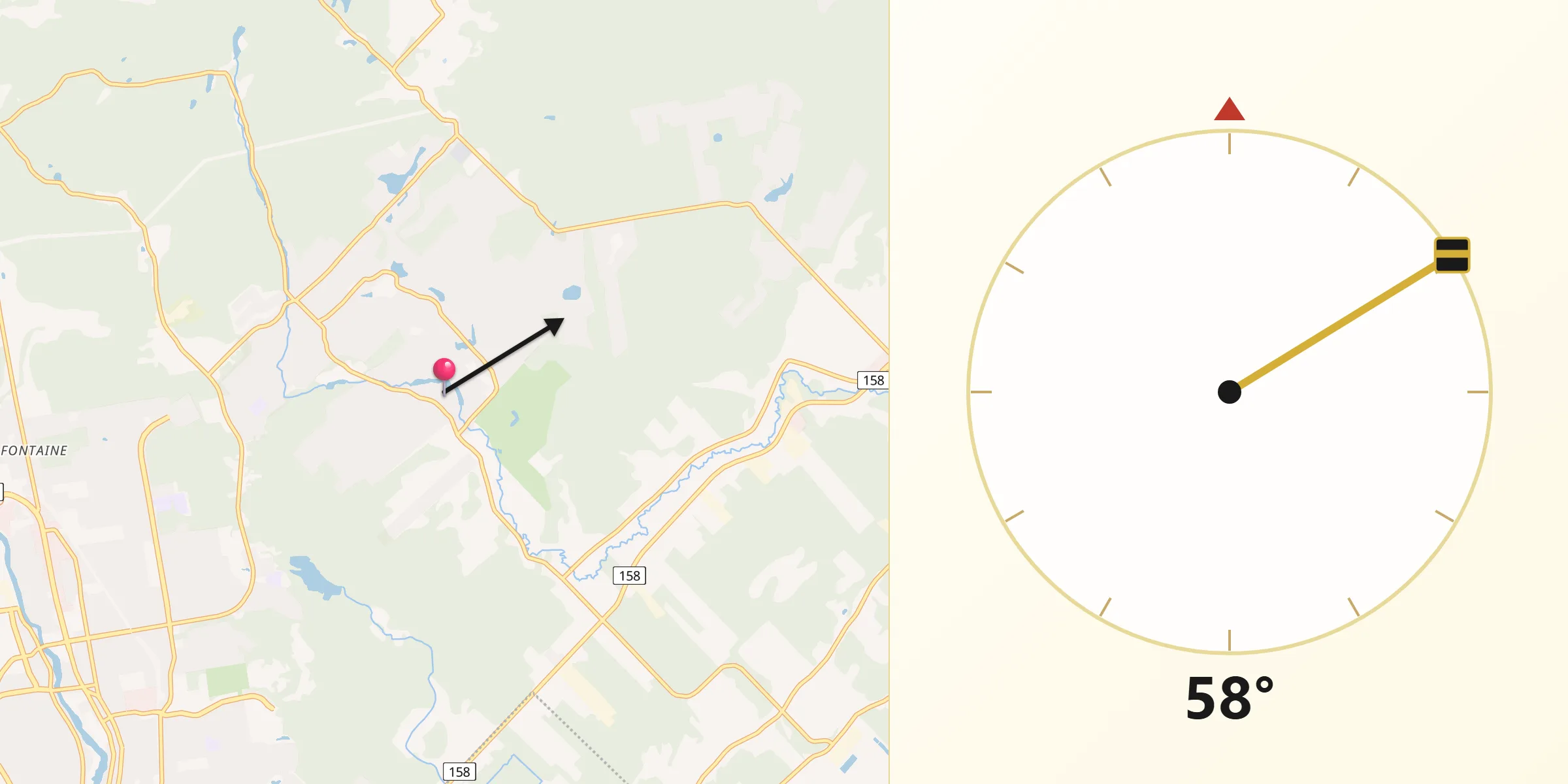 Qibla Direction from Lac-Alouette