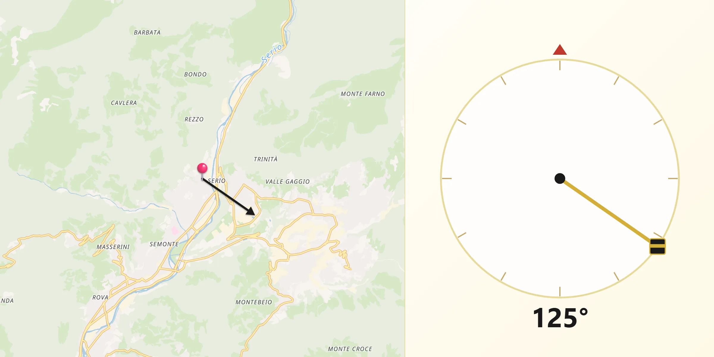 Direzione della Qibla da Colzate