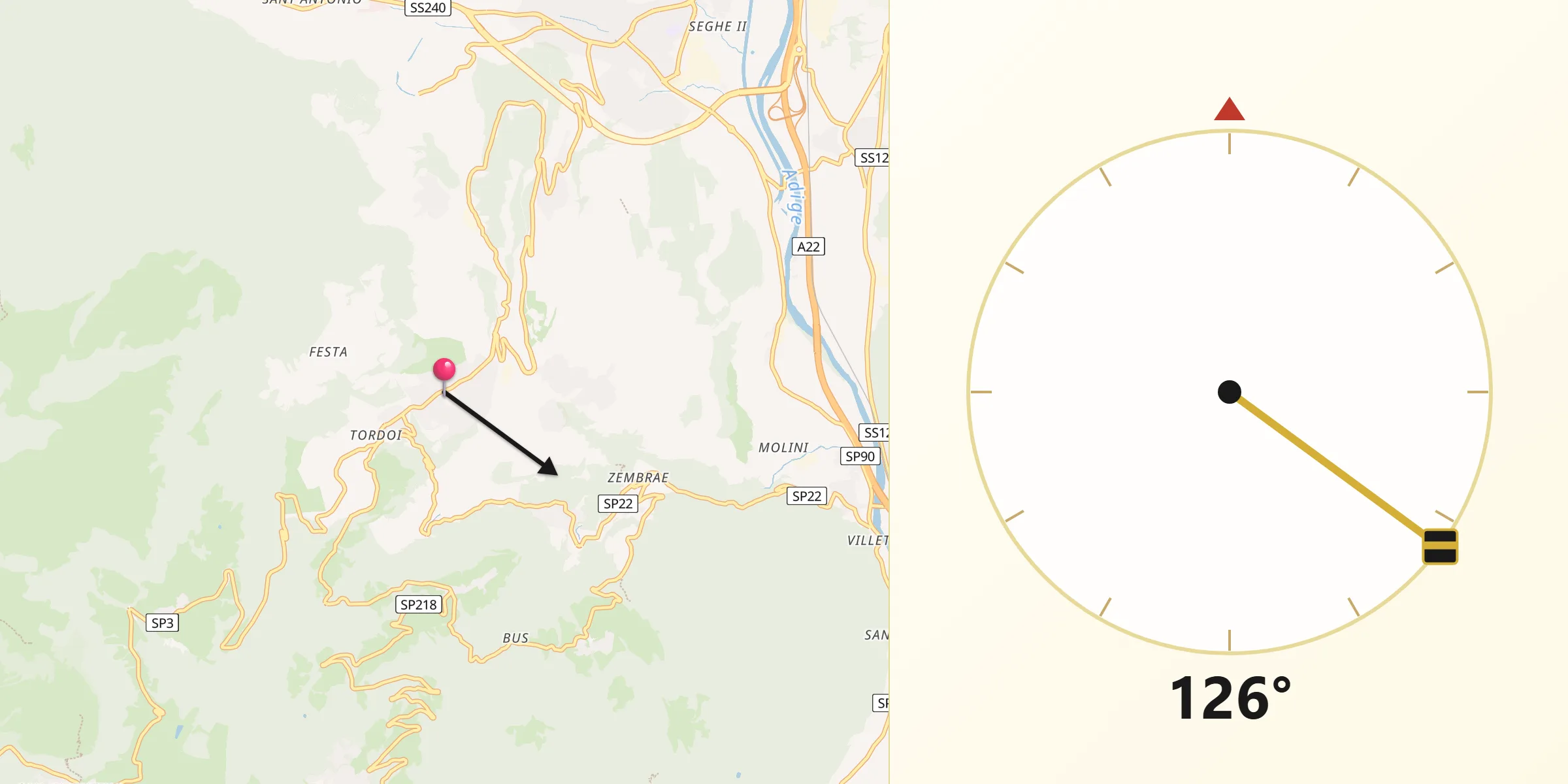 Direzione della Qibla da Brentonico