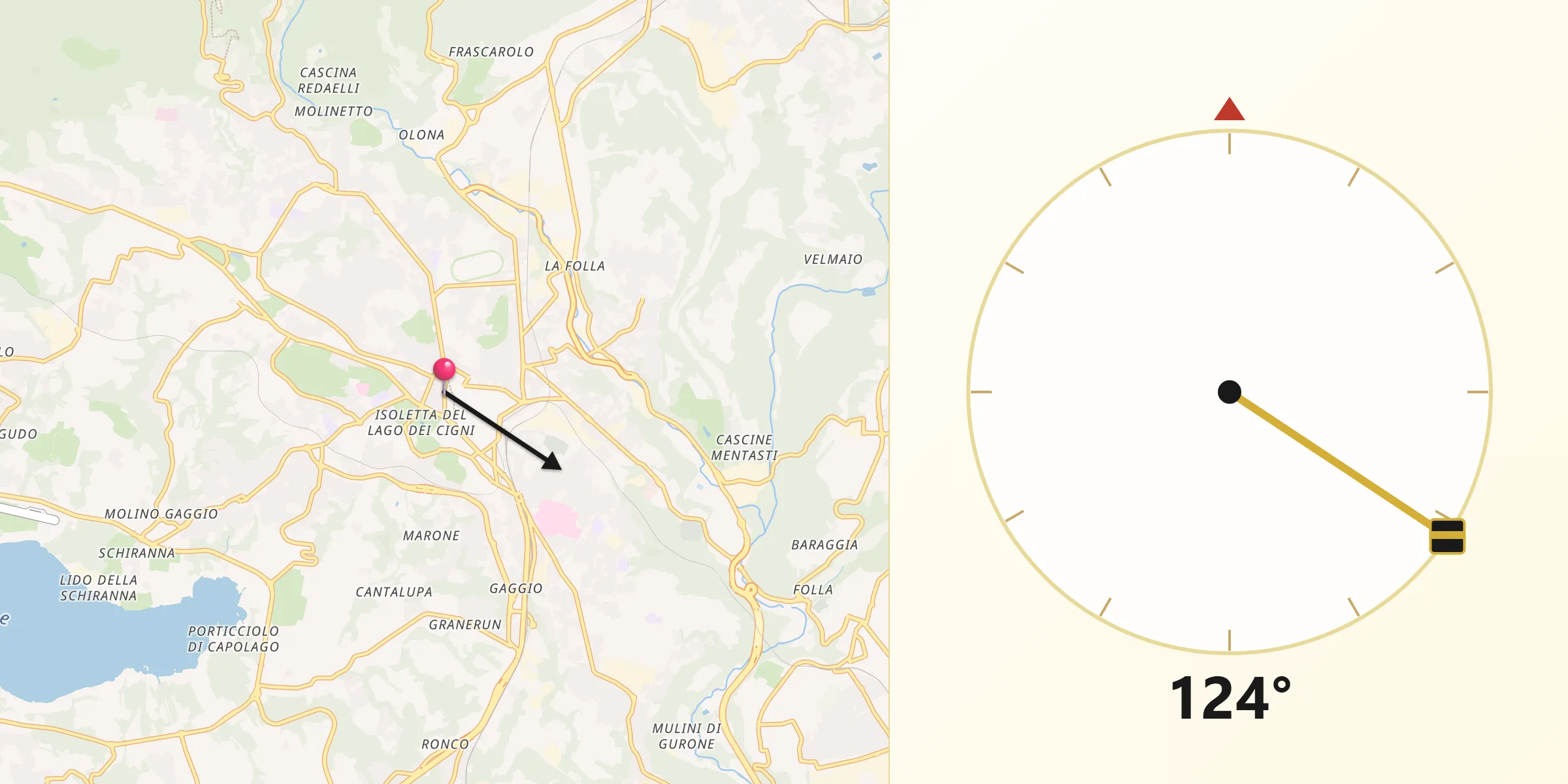 Direzione della Qibla da Varese