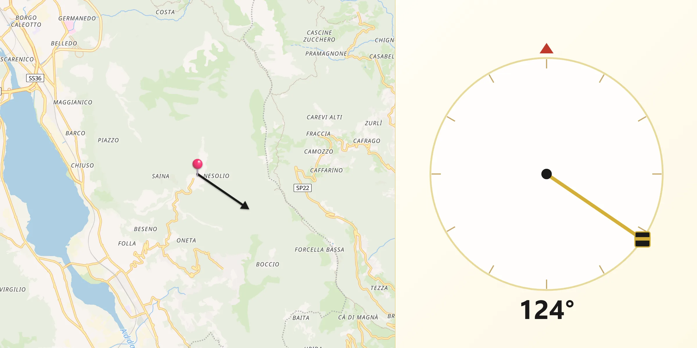 Direzione della Qibla da Erve