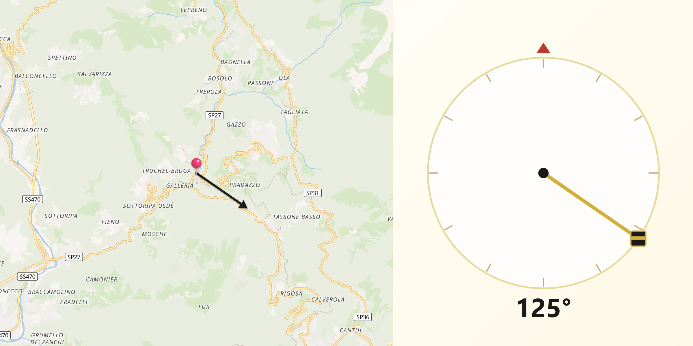 Direzione della Qibla da Algua