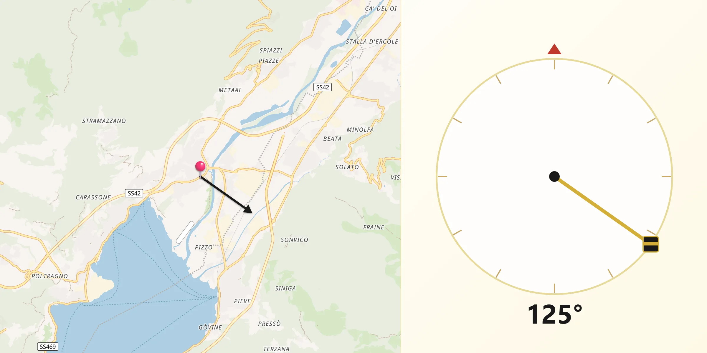 Direzione della Qibla da Costa Volpino
