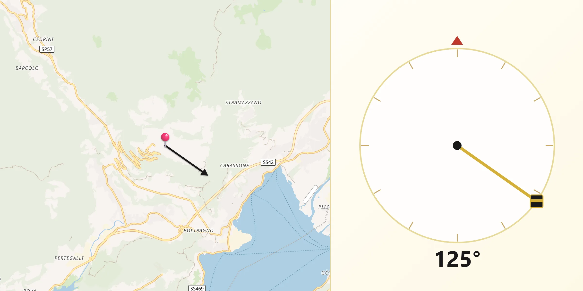Direzione della Qibla da Bossico