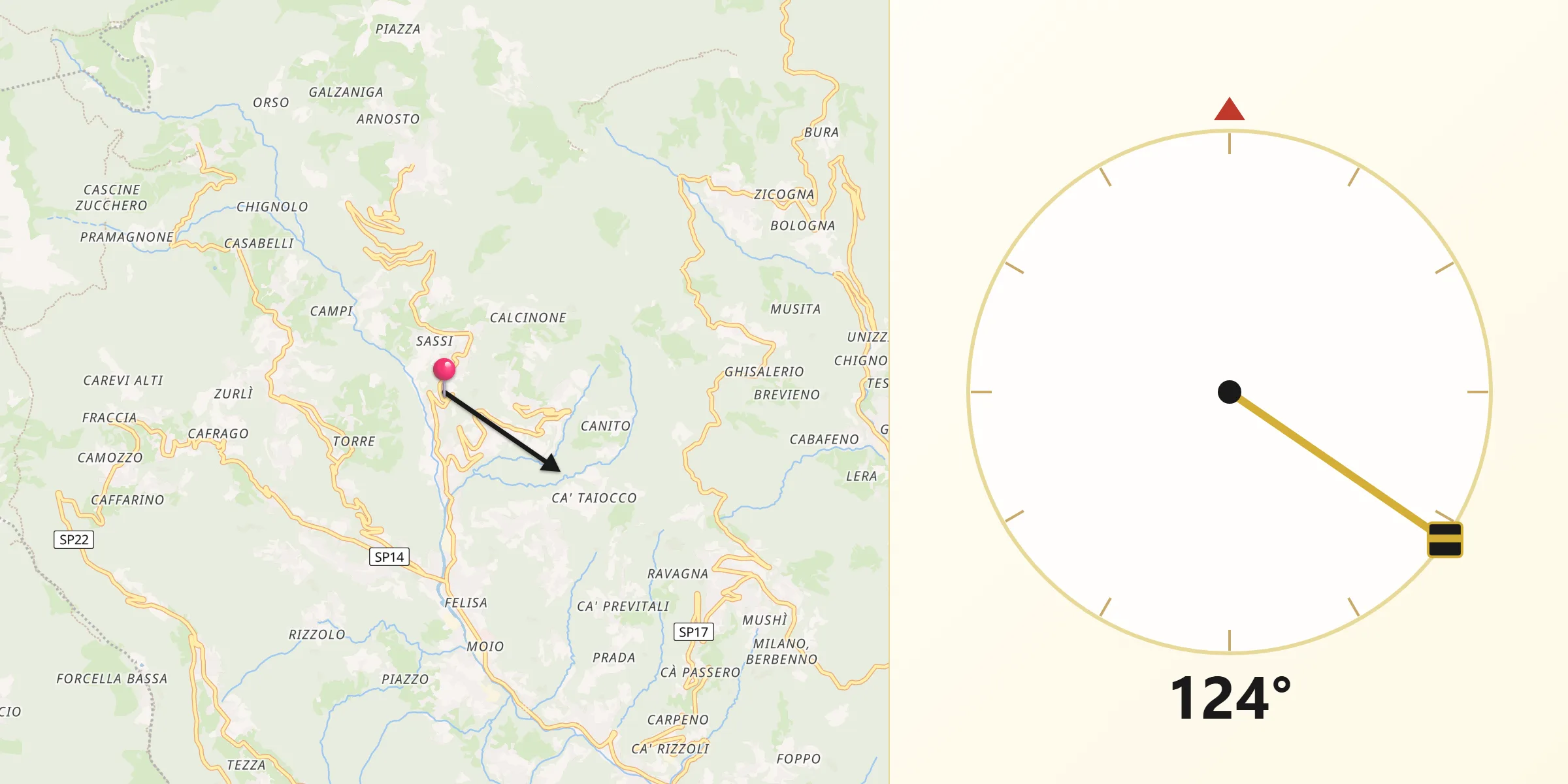 Direzione della Qibla da Botta