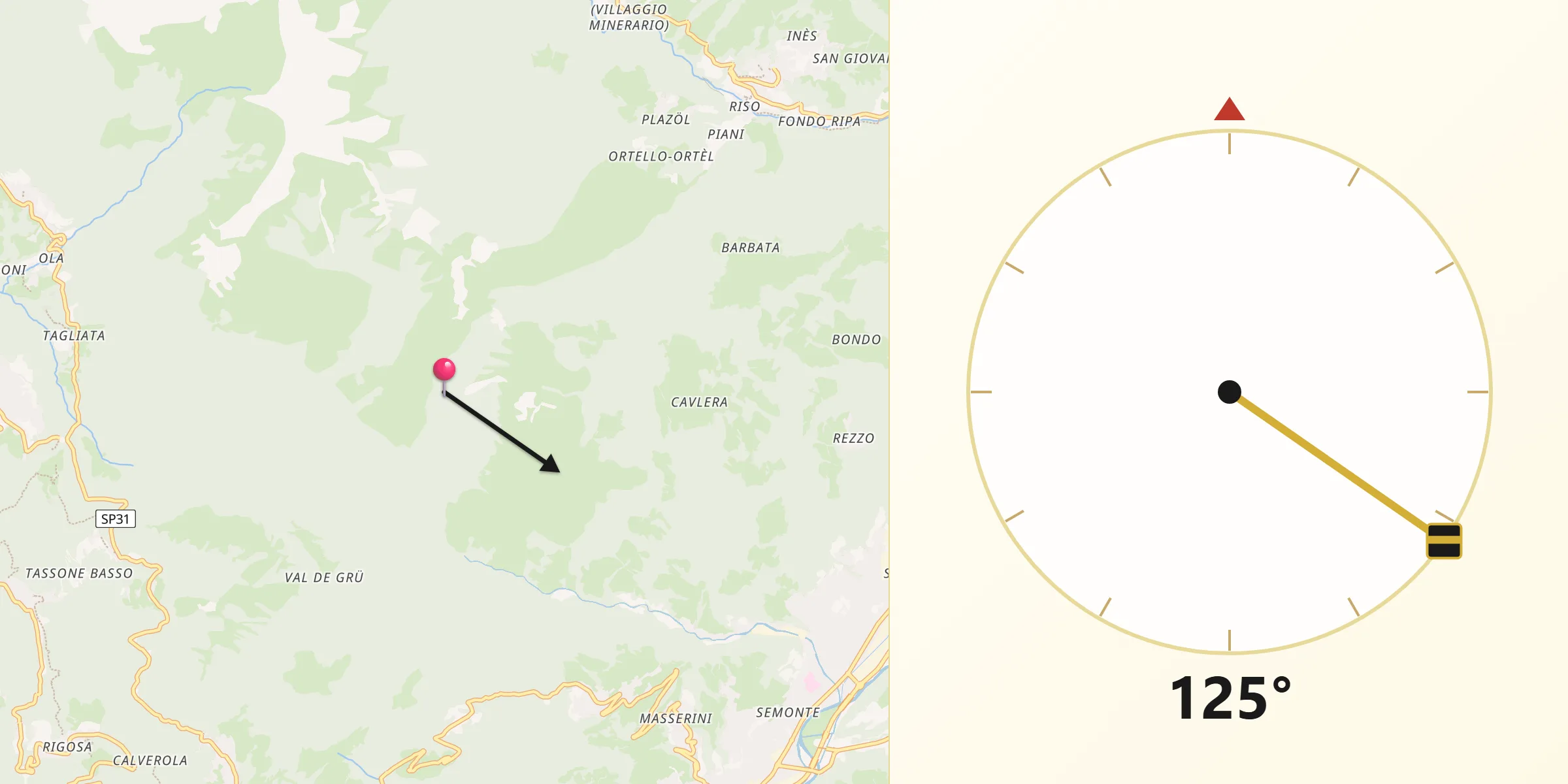 Direzione della Qibla da Provincia di Bergamo