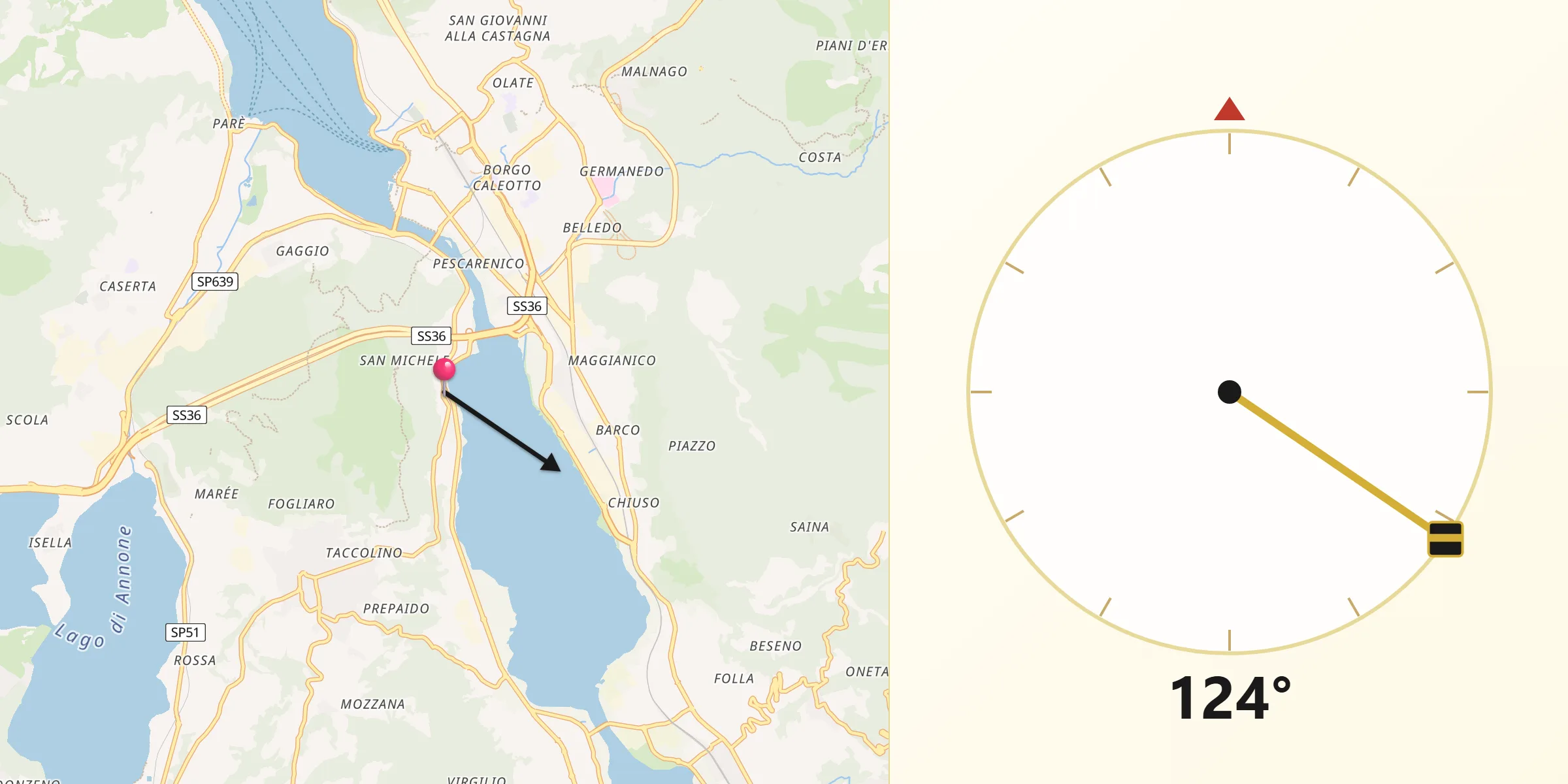 Direzione della Qibla da Pescate