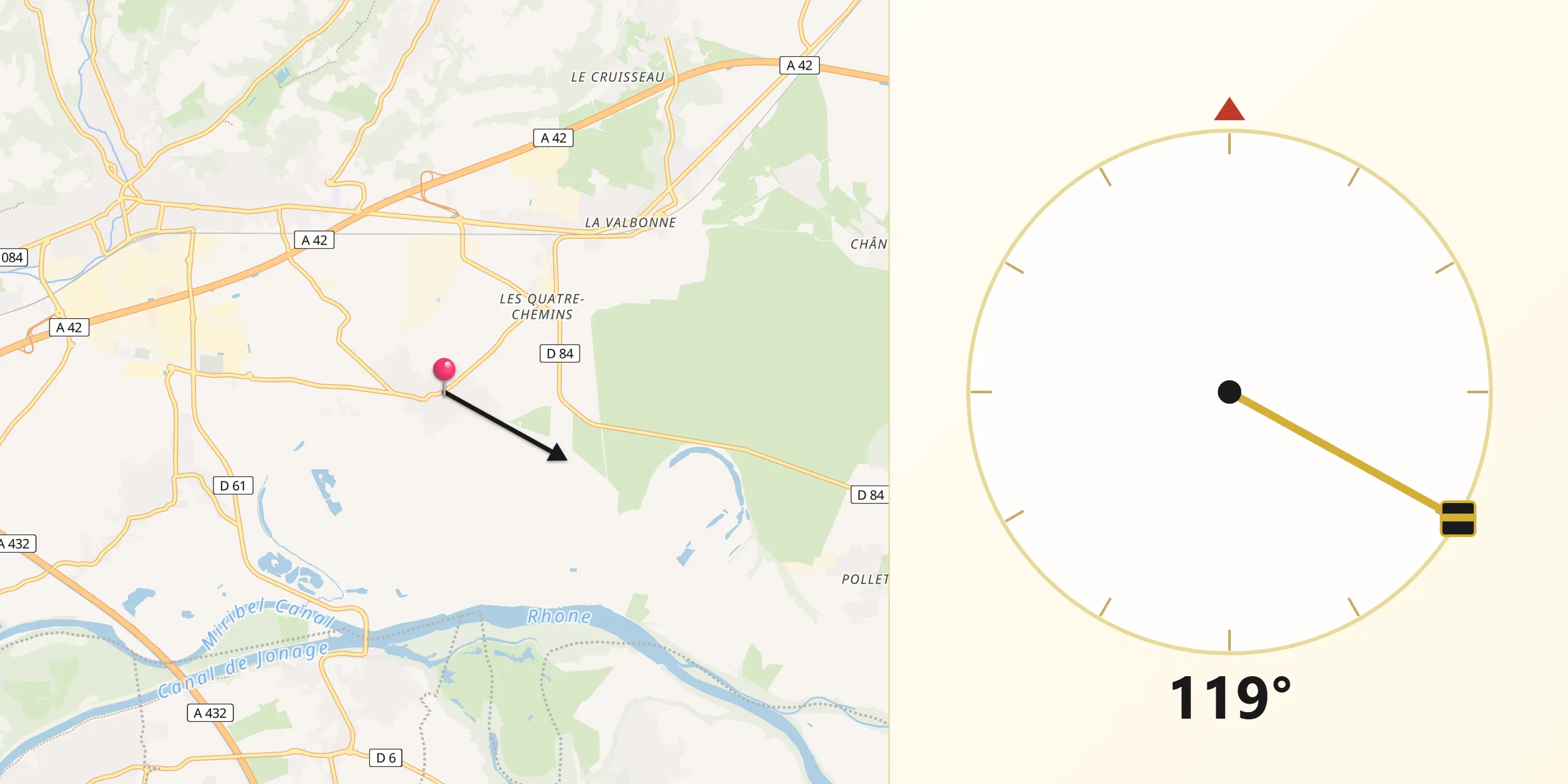 Direction vers la Qibla depuis Balan
