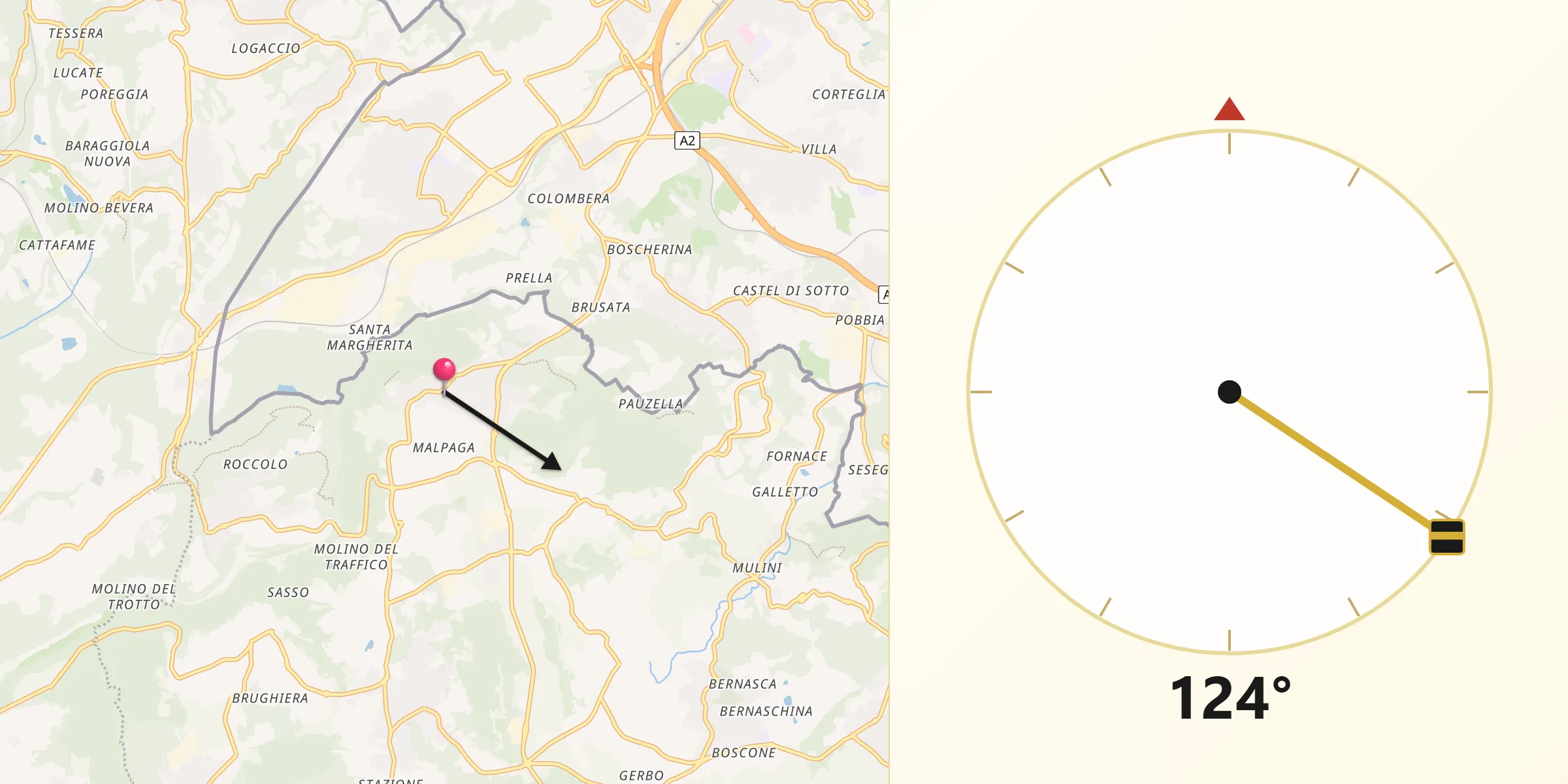 Direzione della Qibla da Bizzarone