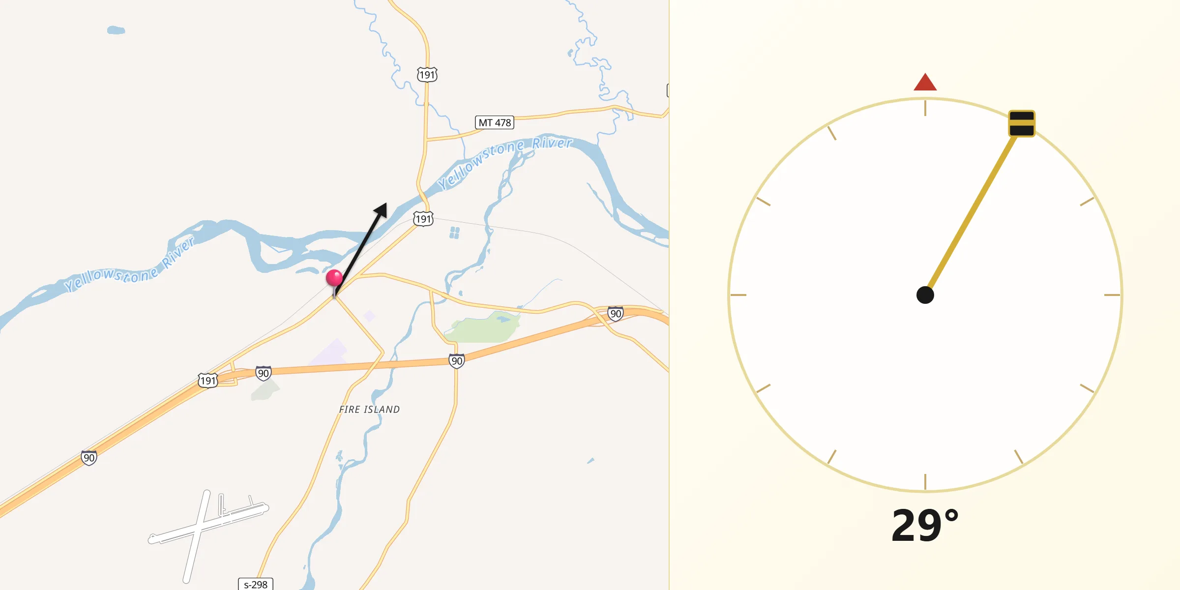 Qibla Direction from Big Timber