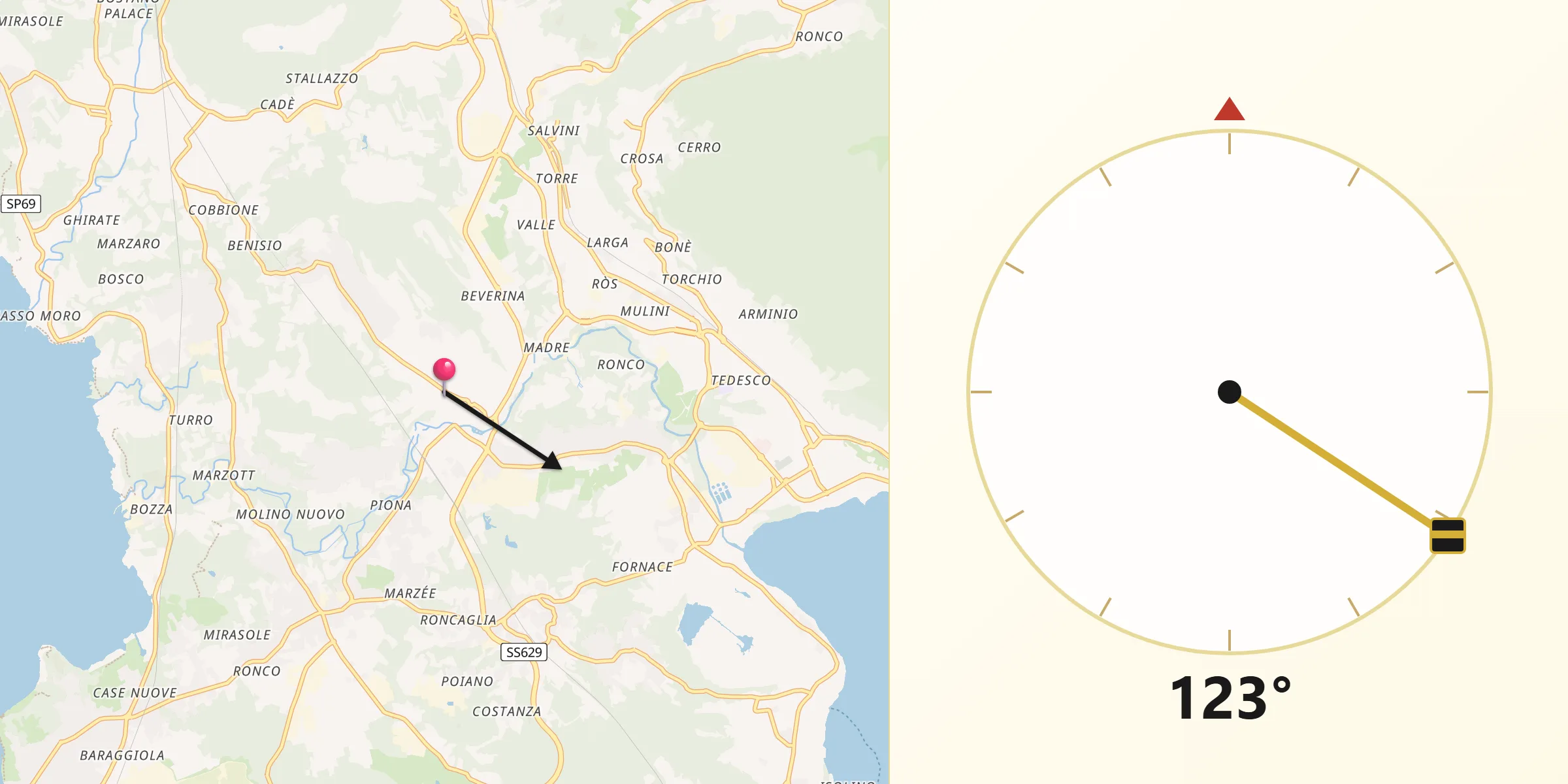Direzione della Qibla da Besozzo