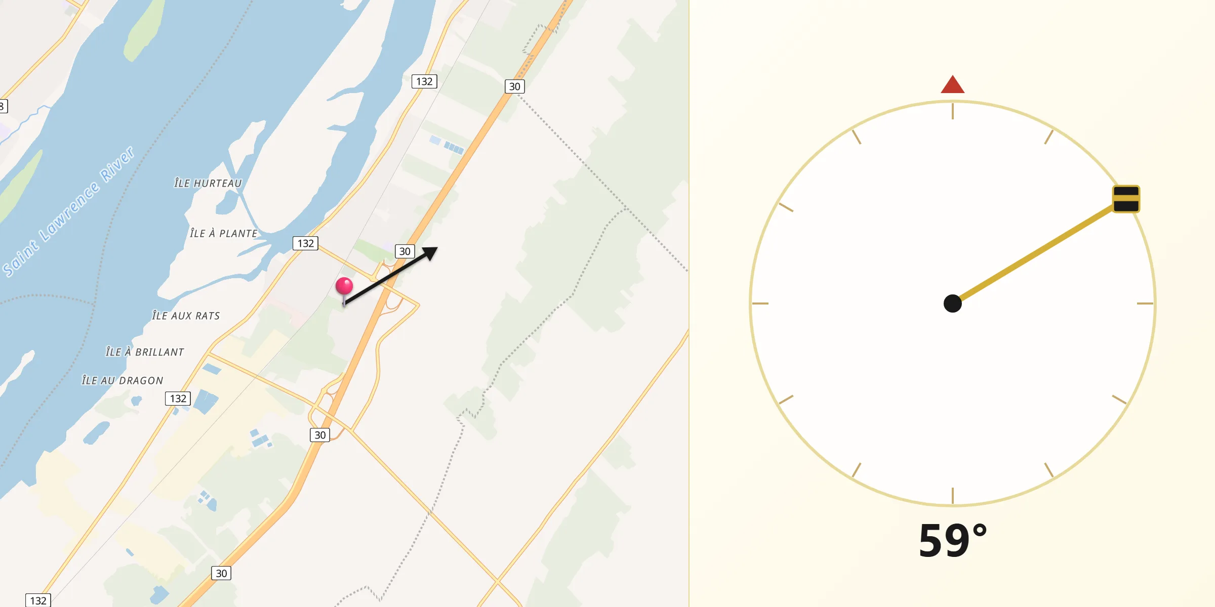 Qibla Direction from Contrecoeur