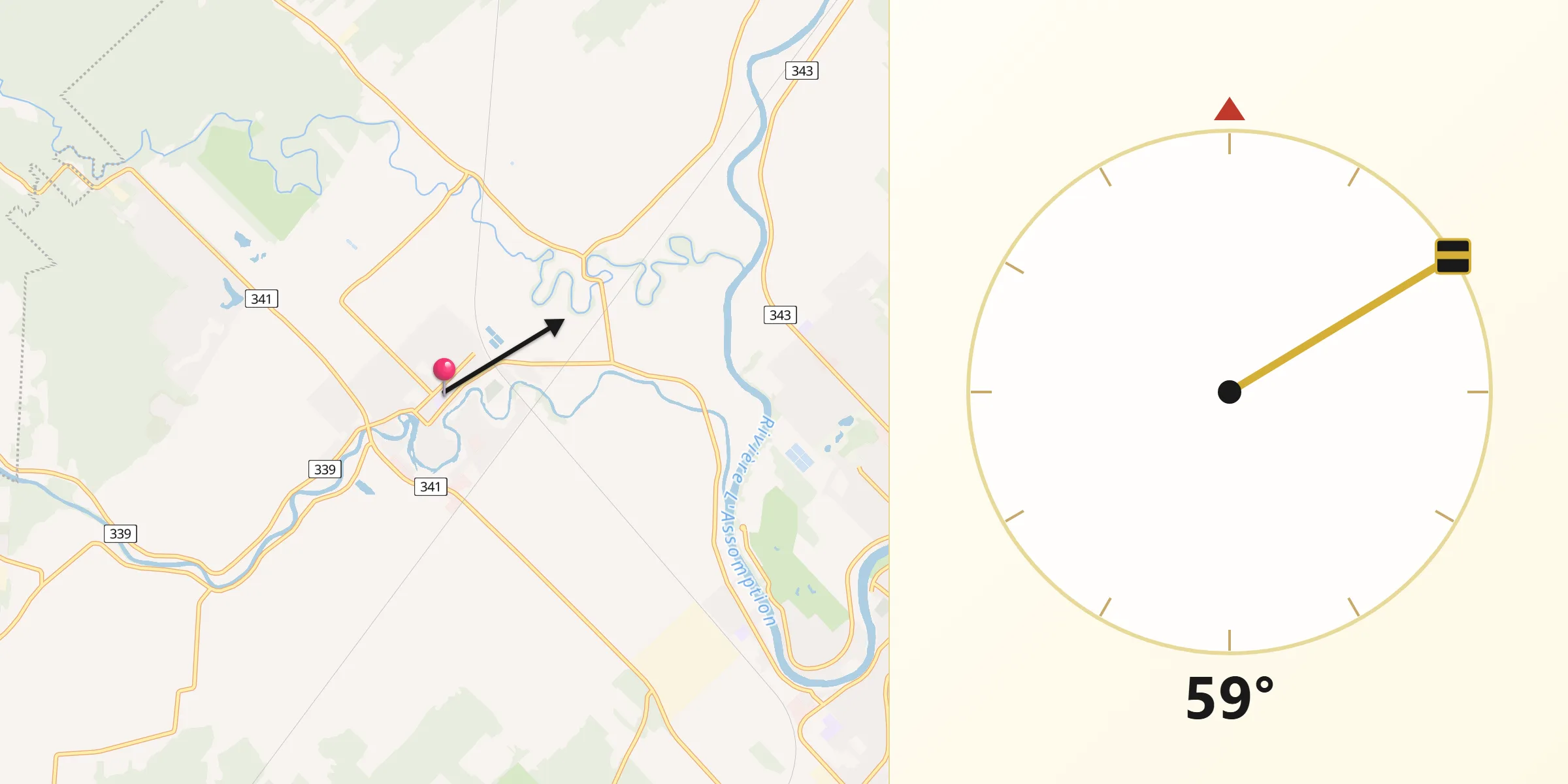 Qibla Direction from L'Épiphanie