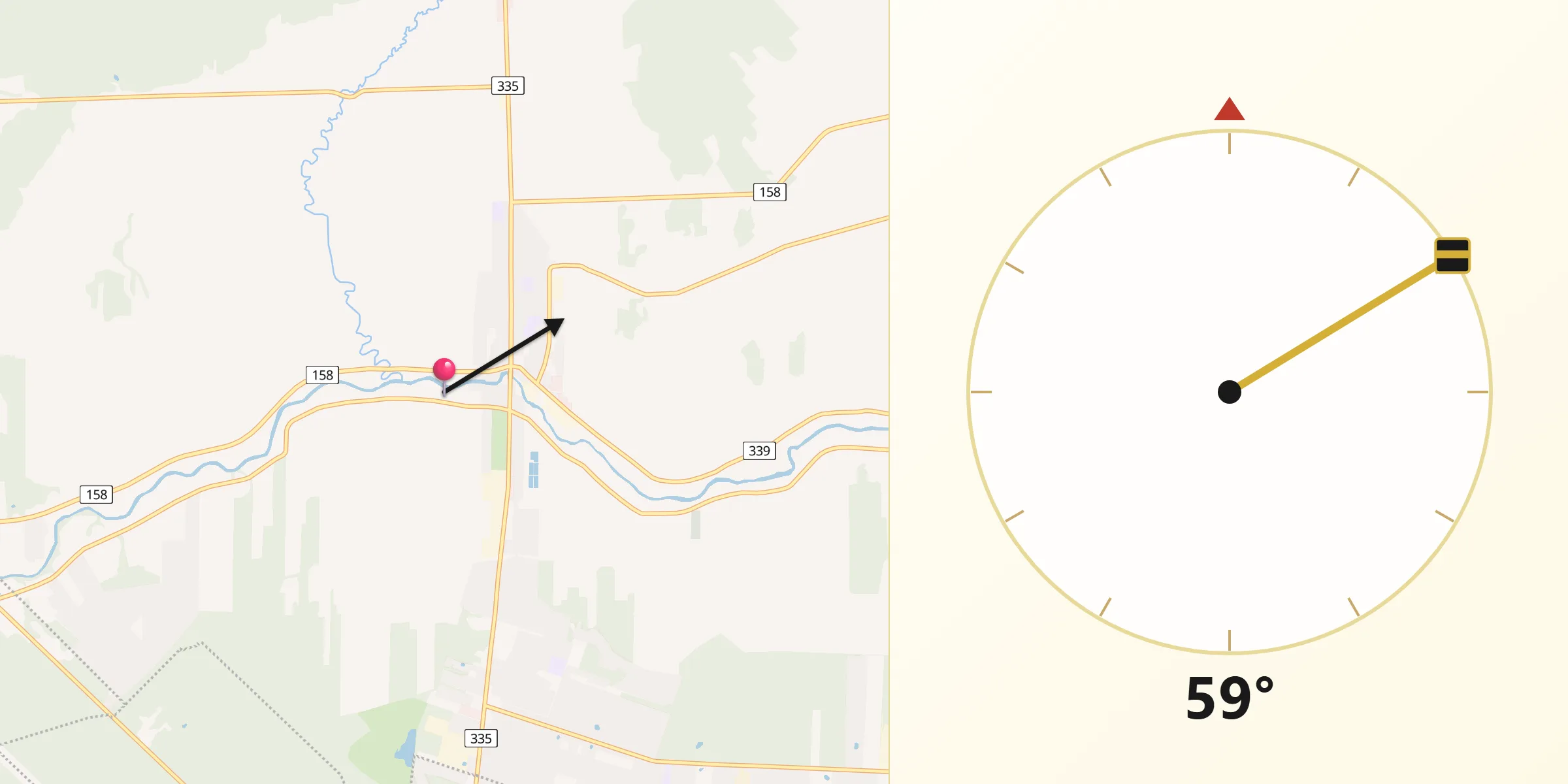 Qibla Direction from Saint-Lin-Laurentides