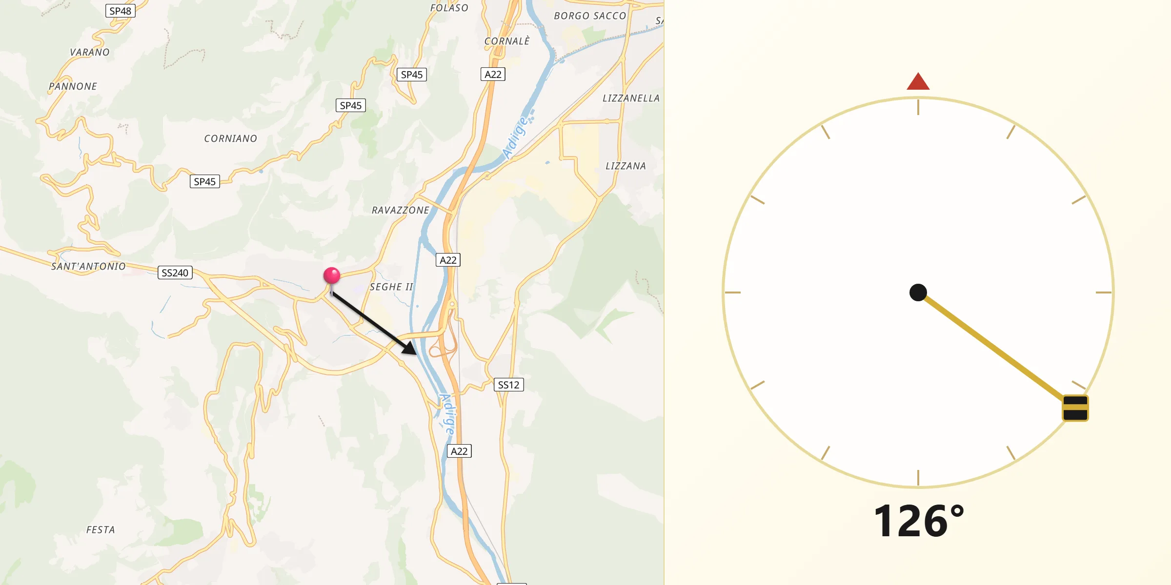 Direzione della Qibla da Mori