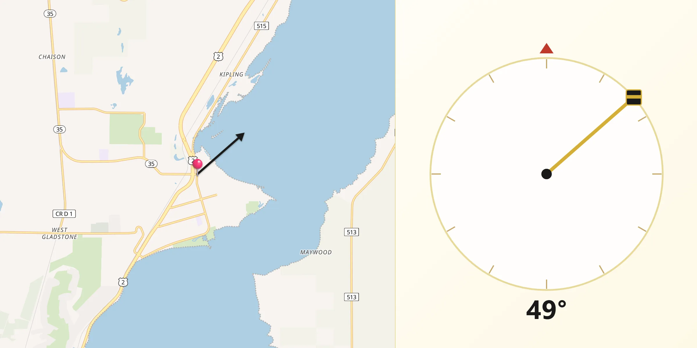 Qibla Direction from Gladstone