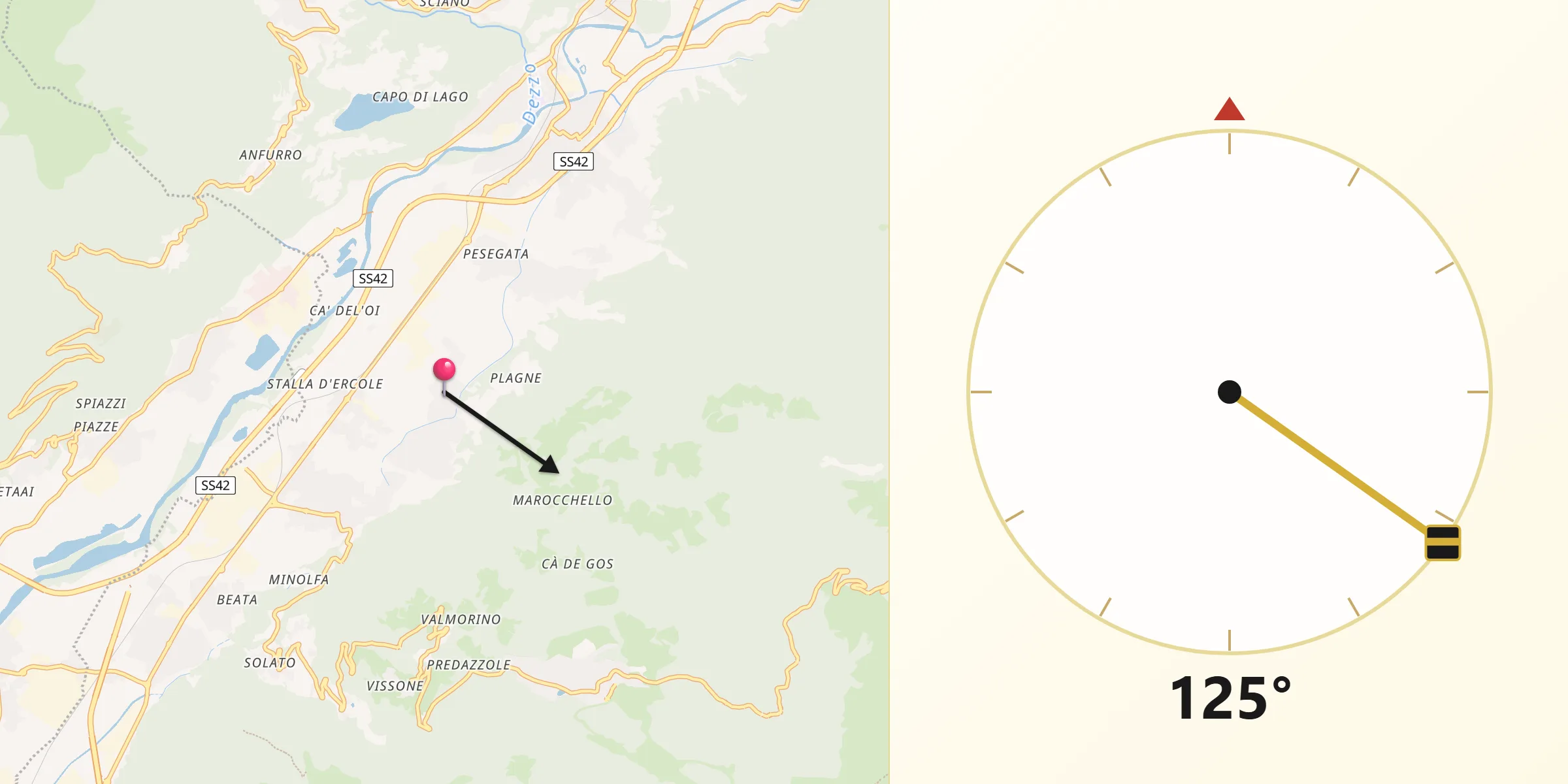 Direzione della Qibla da Artogne