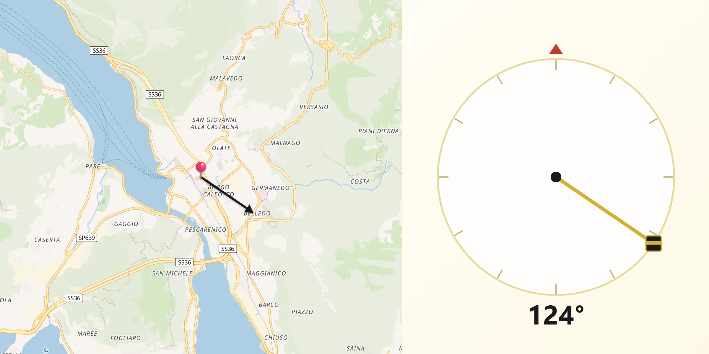 Direzione della Qibla da Lecco
