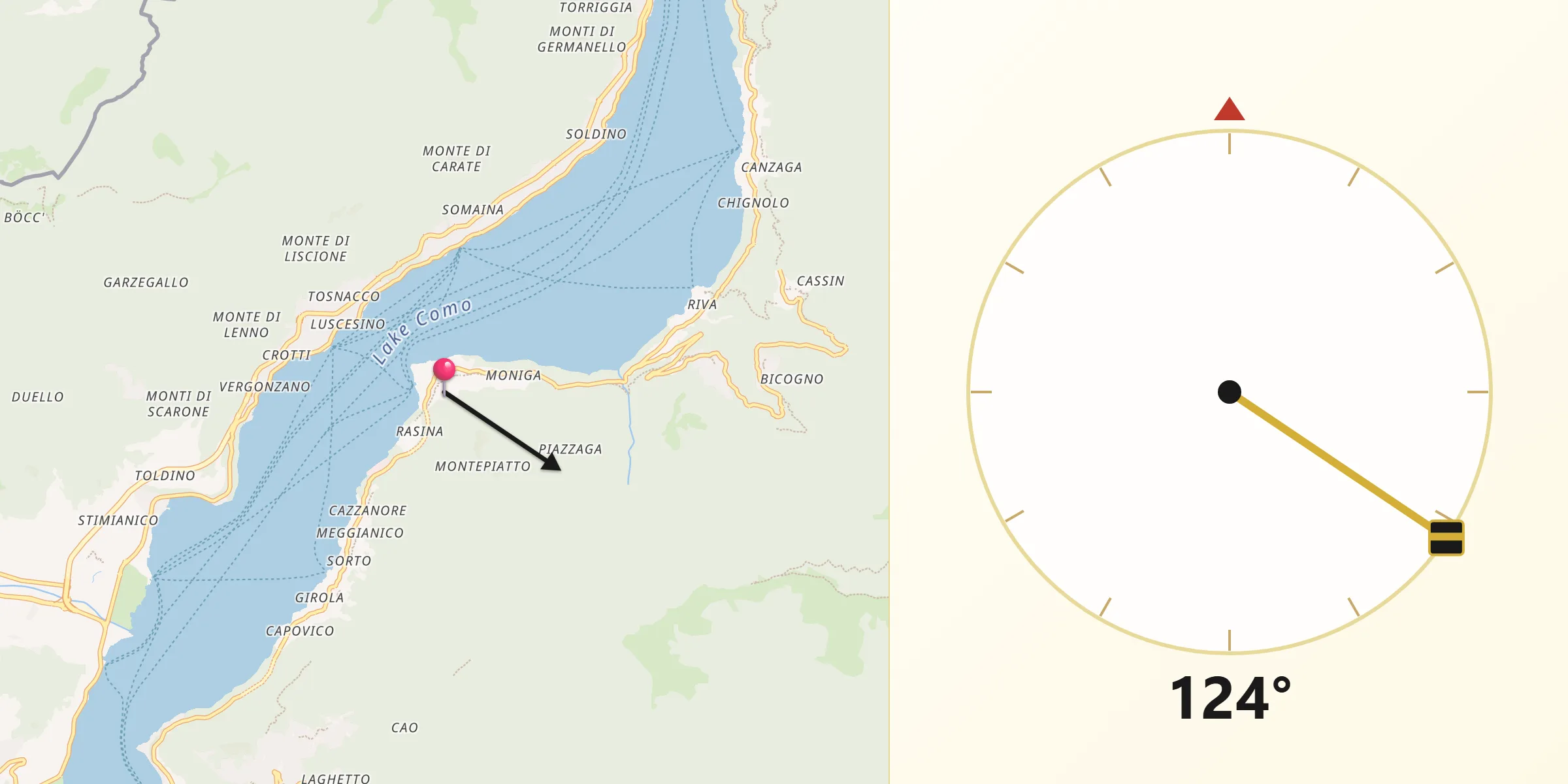 Direzione della Qibla da Torno