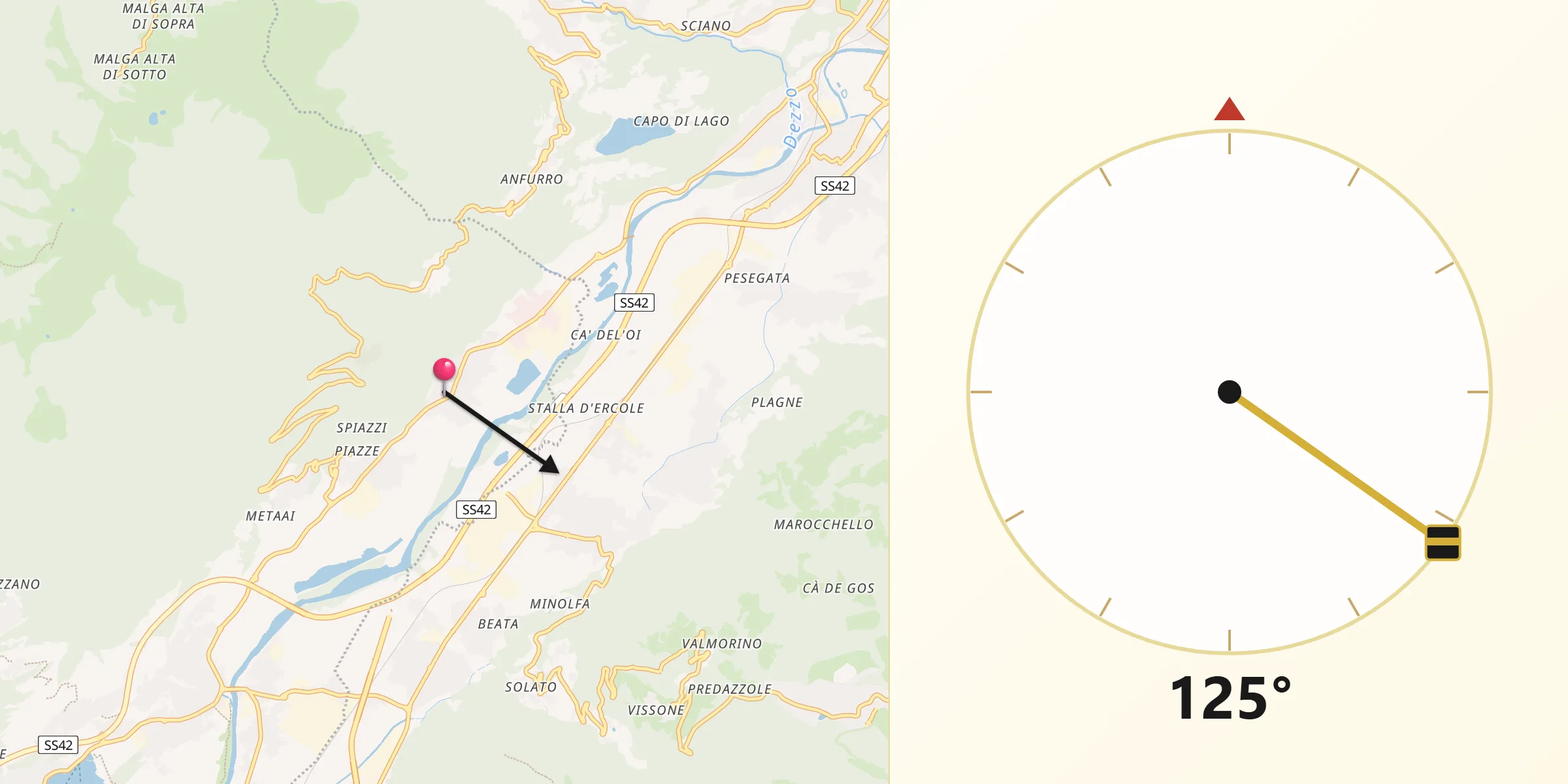 Direzione della Qibla da Rogno