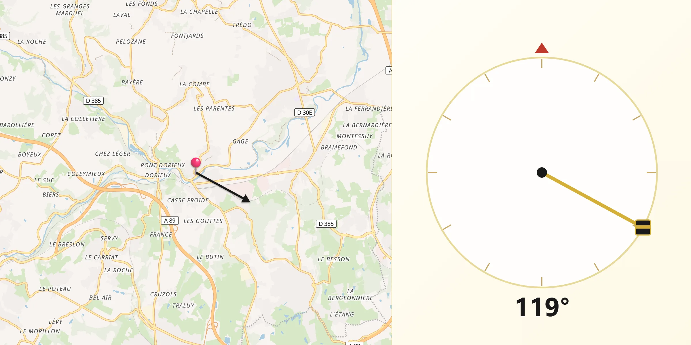 Direction vers la Qibla depuis Lozanne