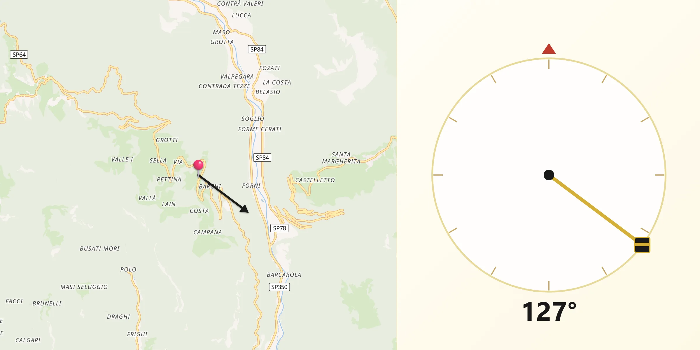 Direzione della Qibla da Tonezza del Cimone