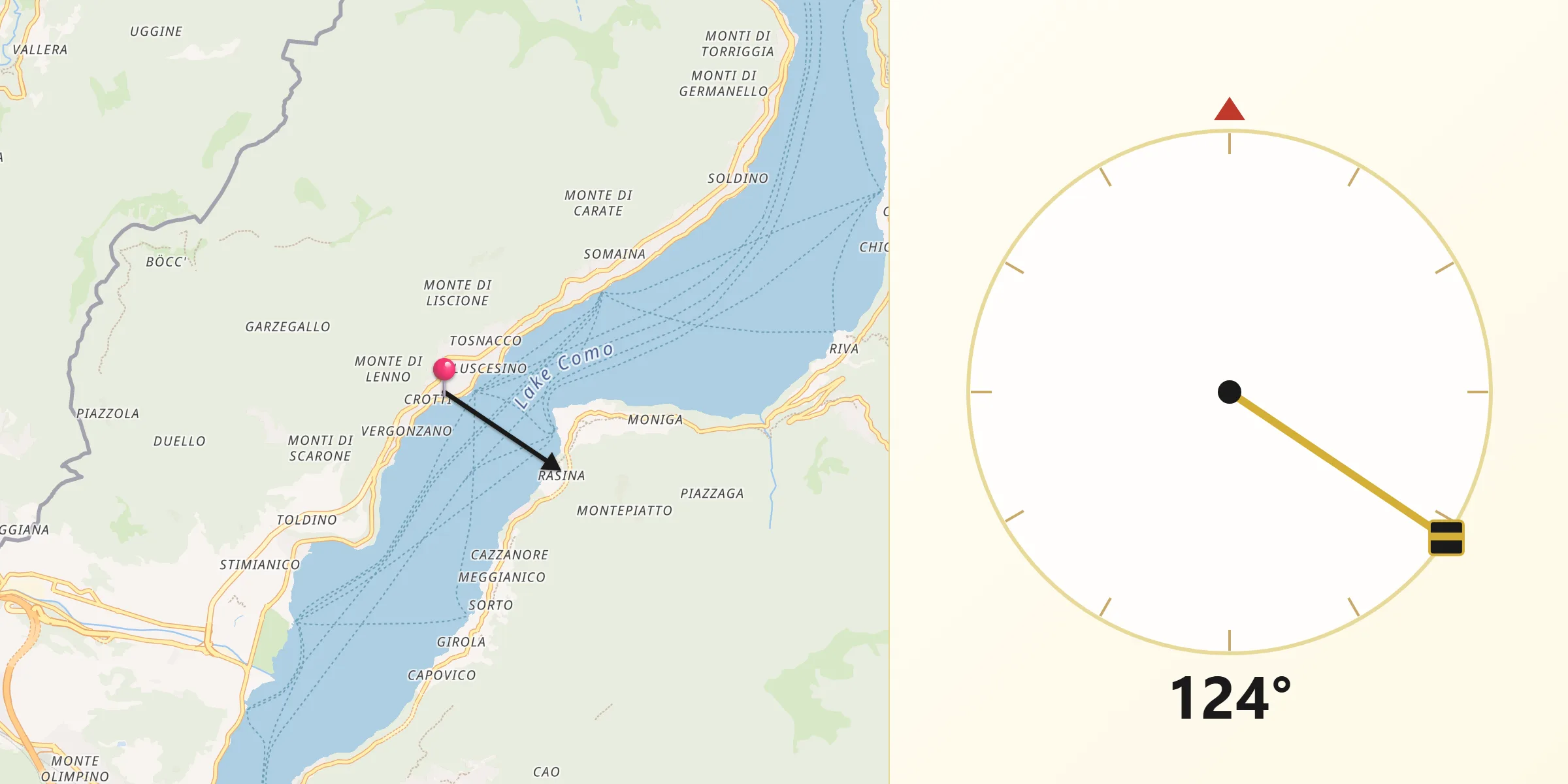 Direzione della Qibla da Moltrasio