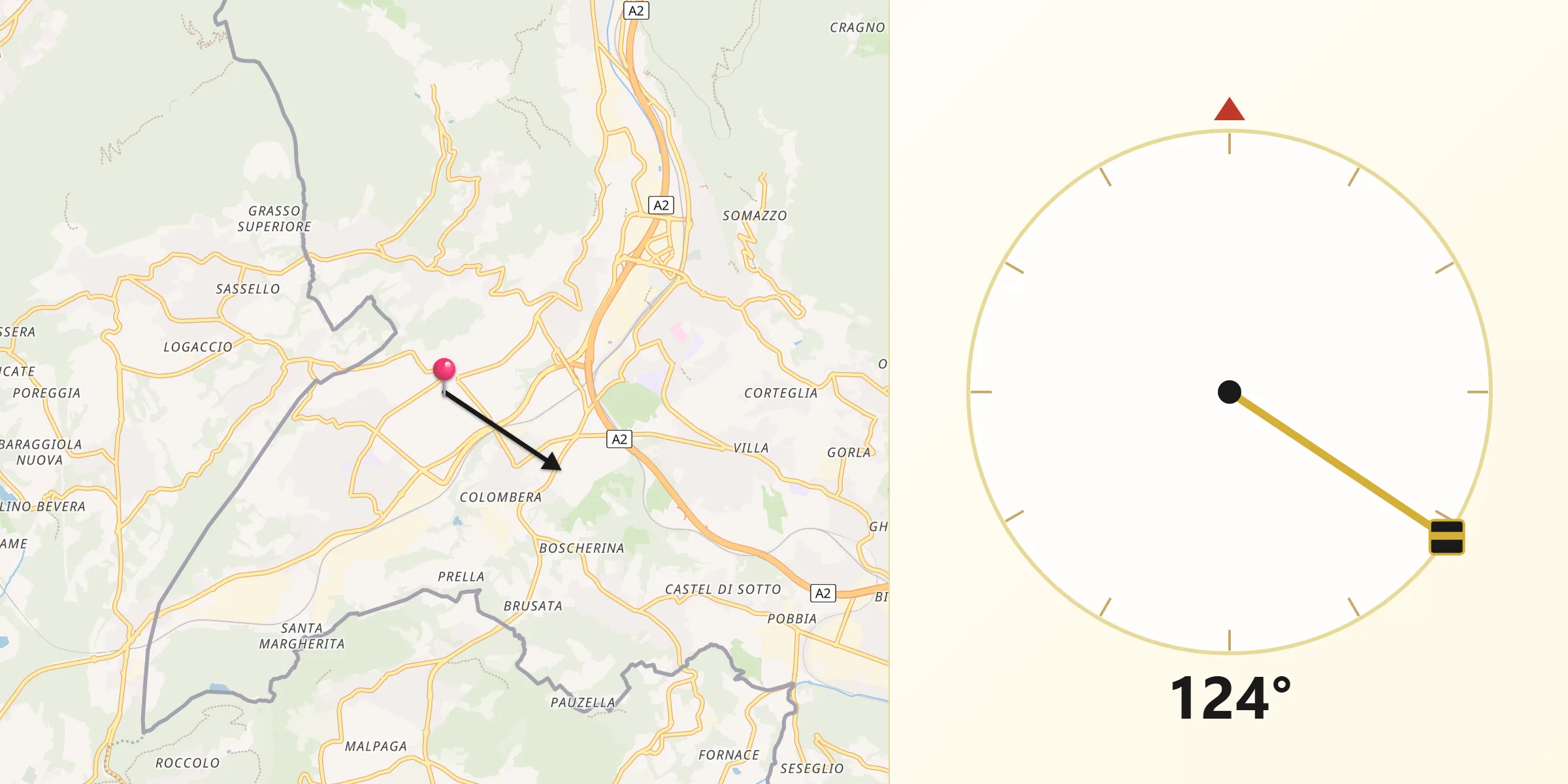 Direzione della Qibla da Ligornetto