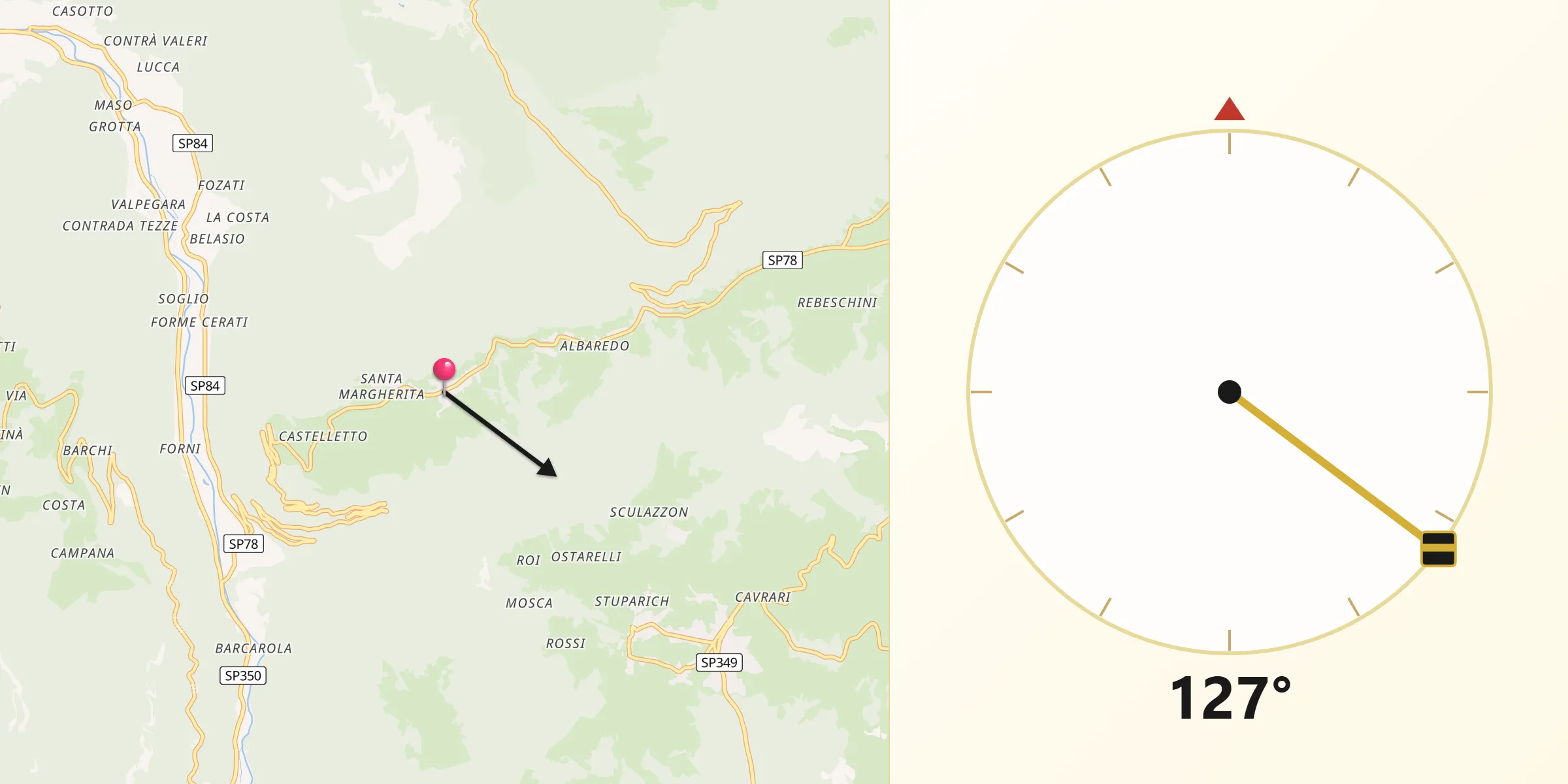 Direzione della Qibla da Rotzo