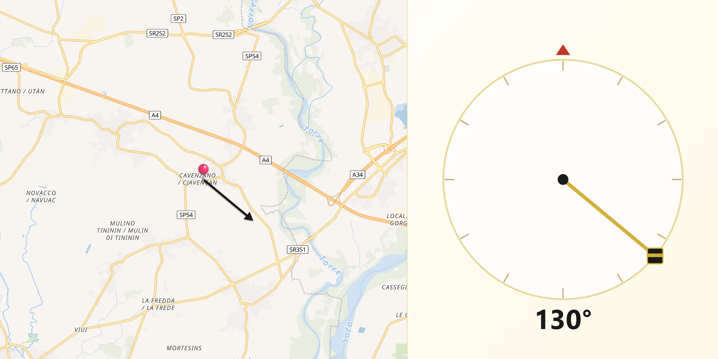Direzione della Qibla da Campolongo al Torre-Cavenzano