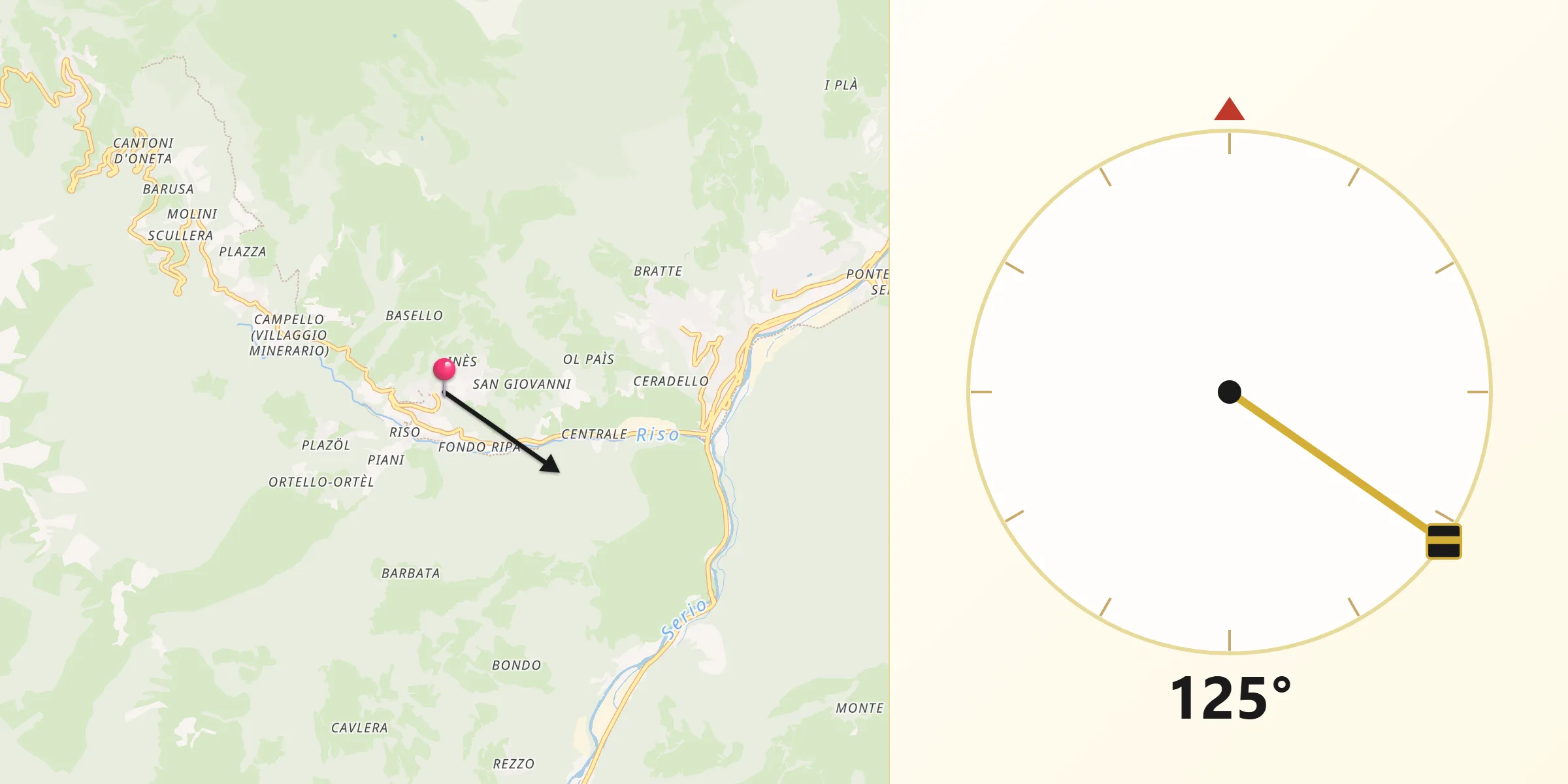 Direzione della Qibla da Villassio