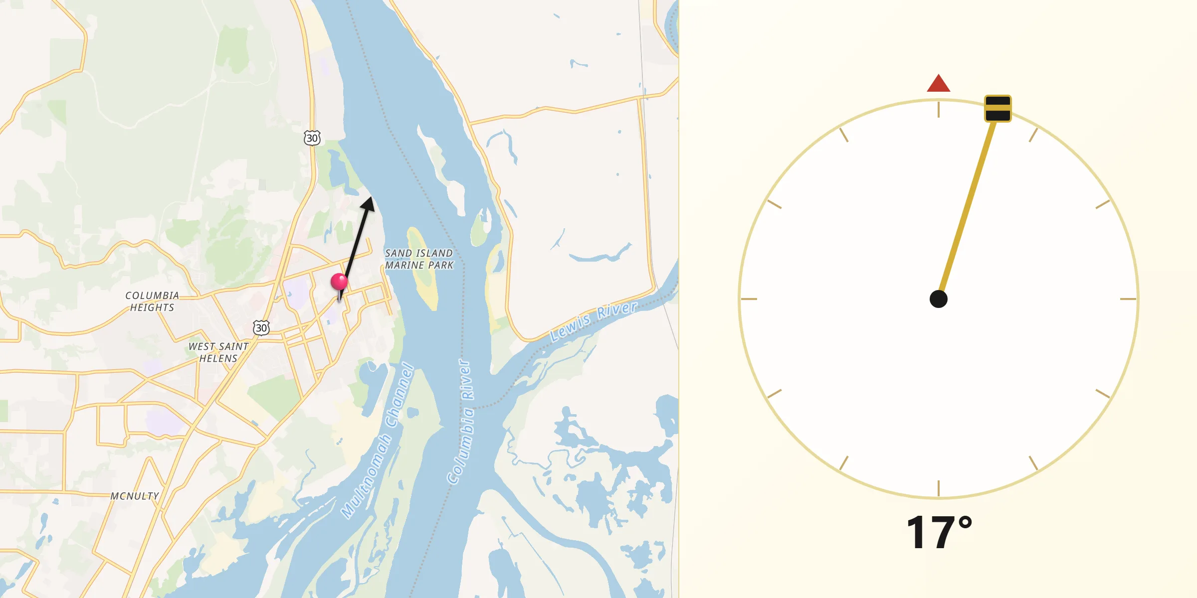 Qibla Direction from Saint Helens
