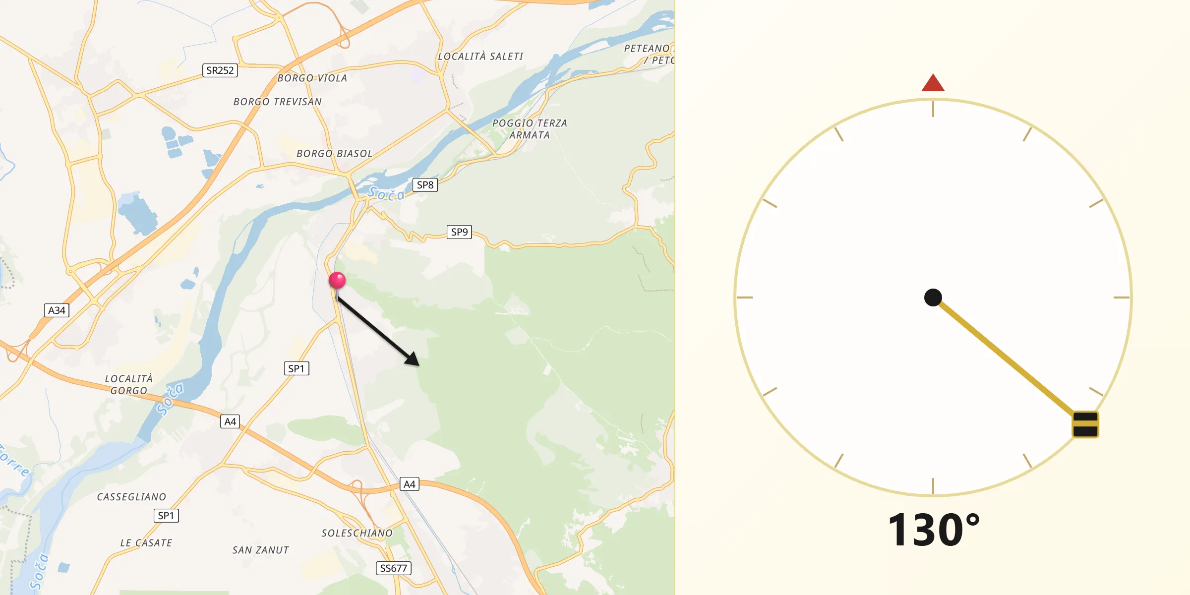 Direzione della Qibla da Fogliano