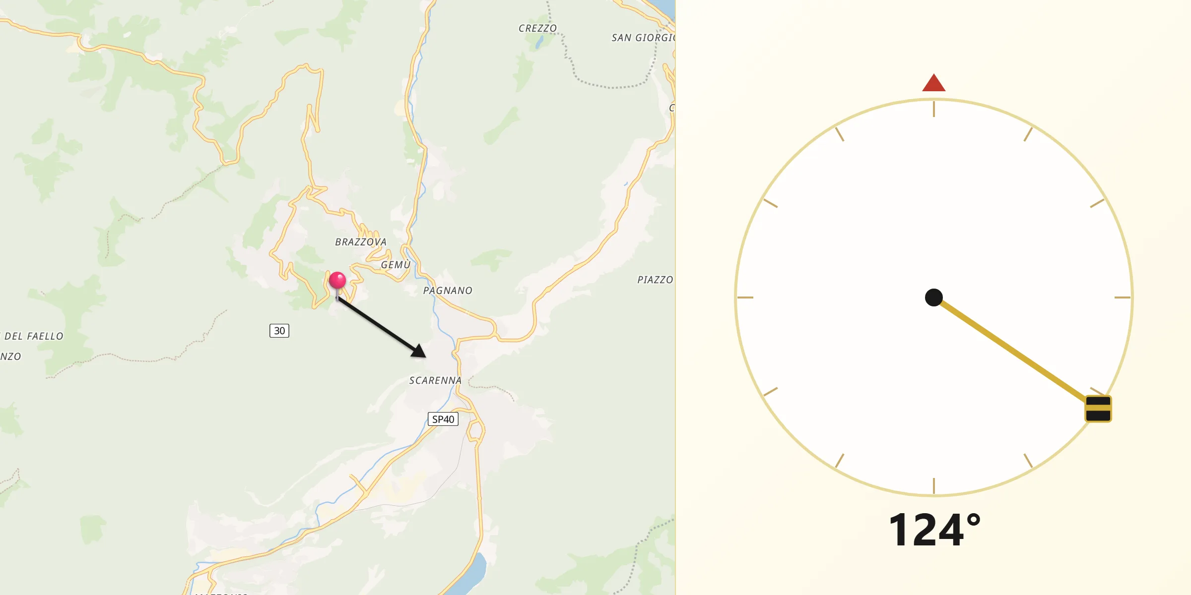 Direzione della Qibla da Rezzago