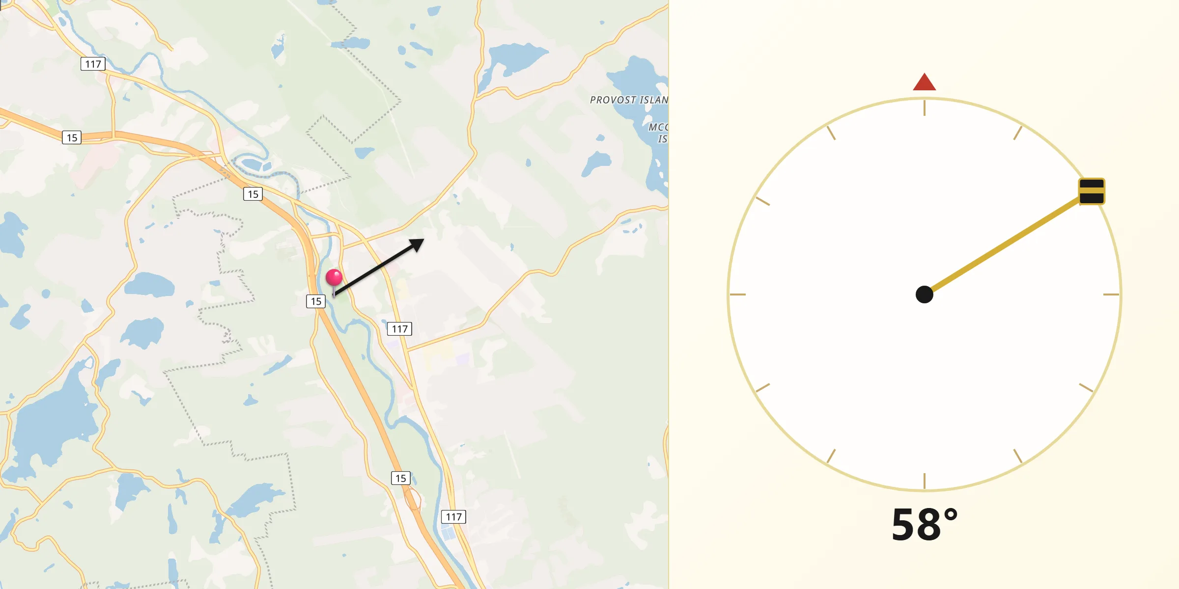 Qibla Direction from Prévost