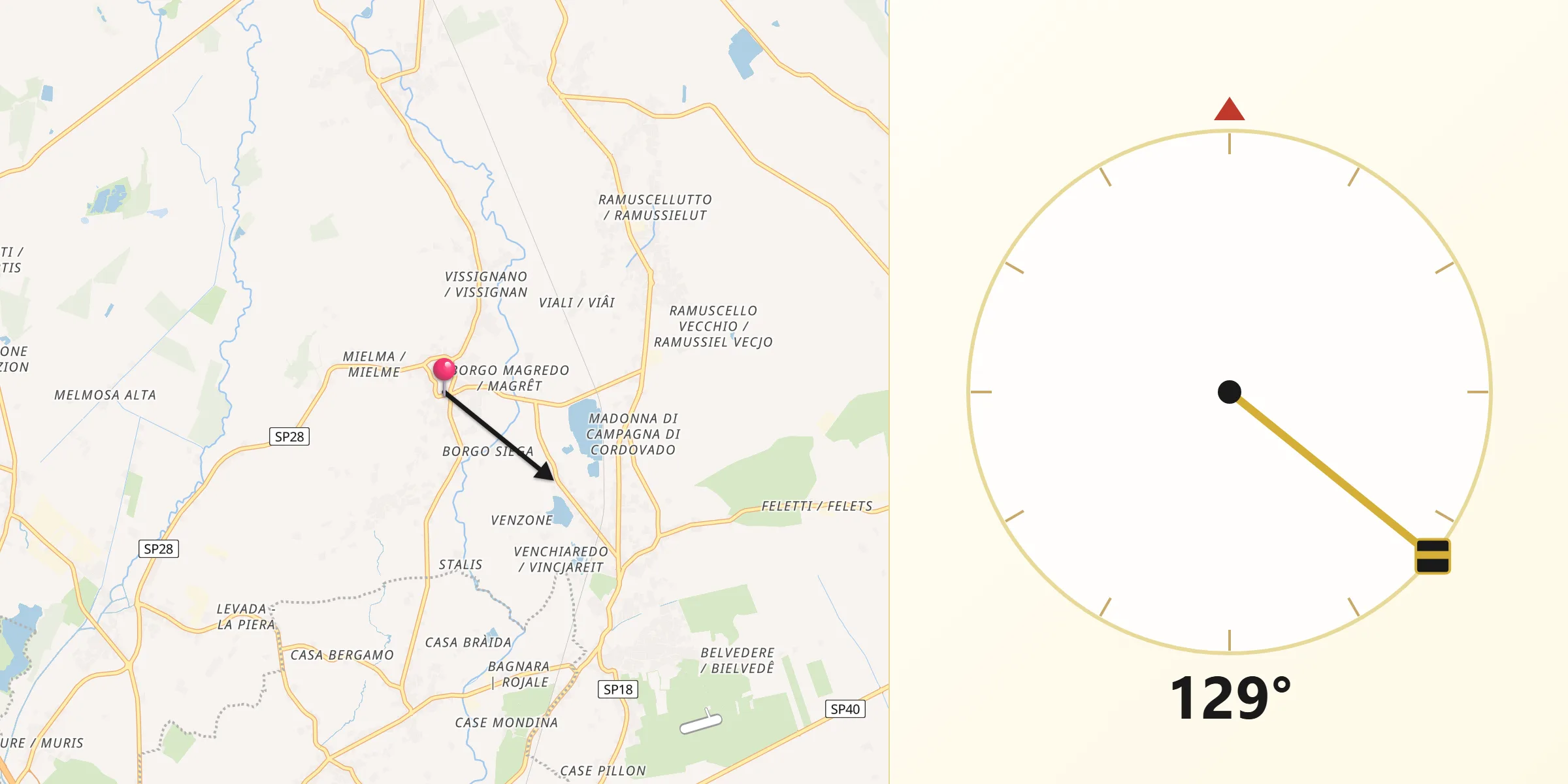 Direzione della Qibla da Bagnarola