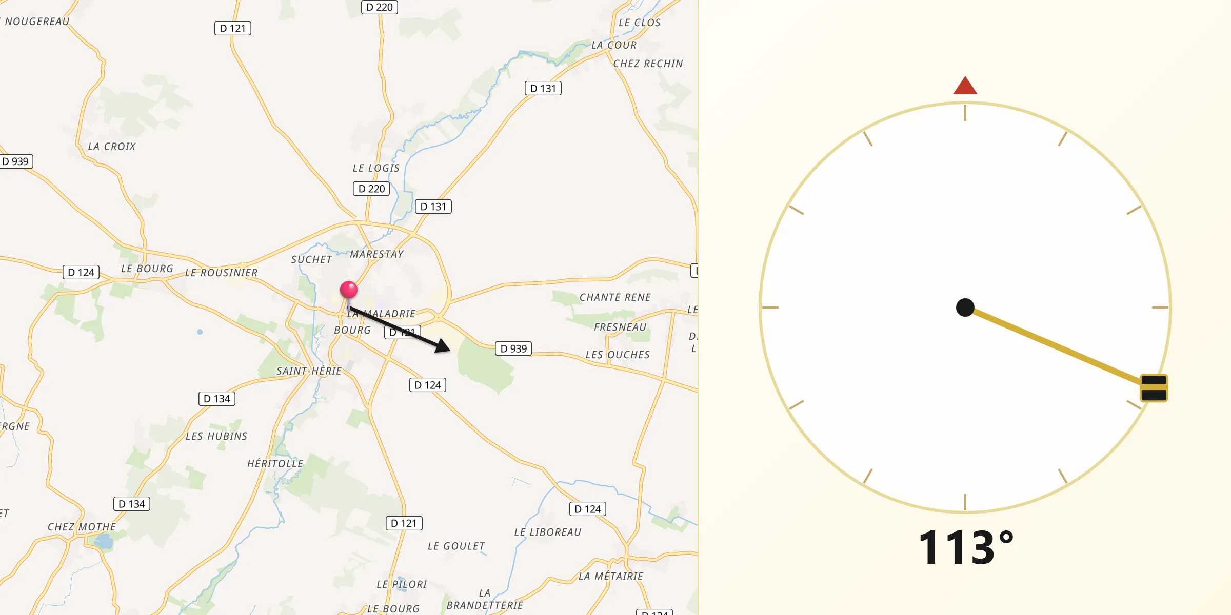 Direction vers la Qibla depuis Matha