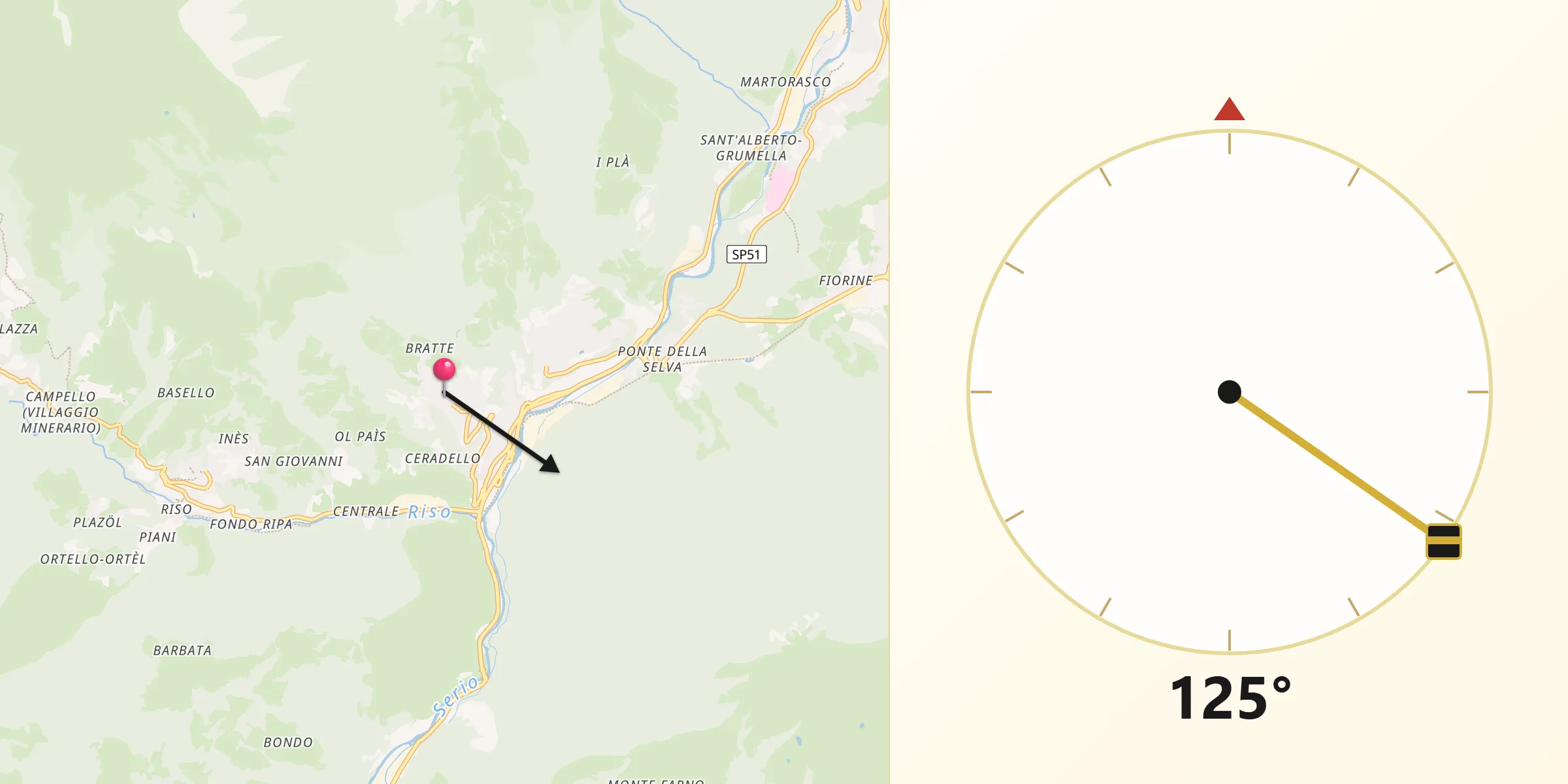 Direzione della Qibla da Premolo