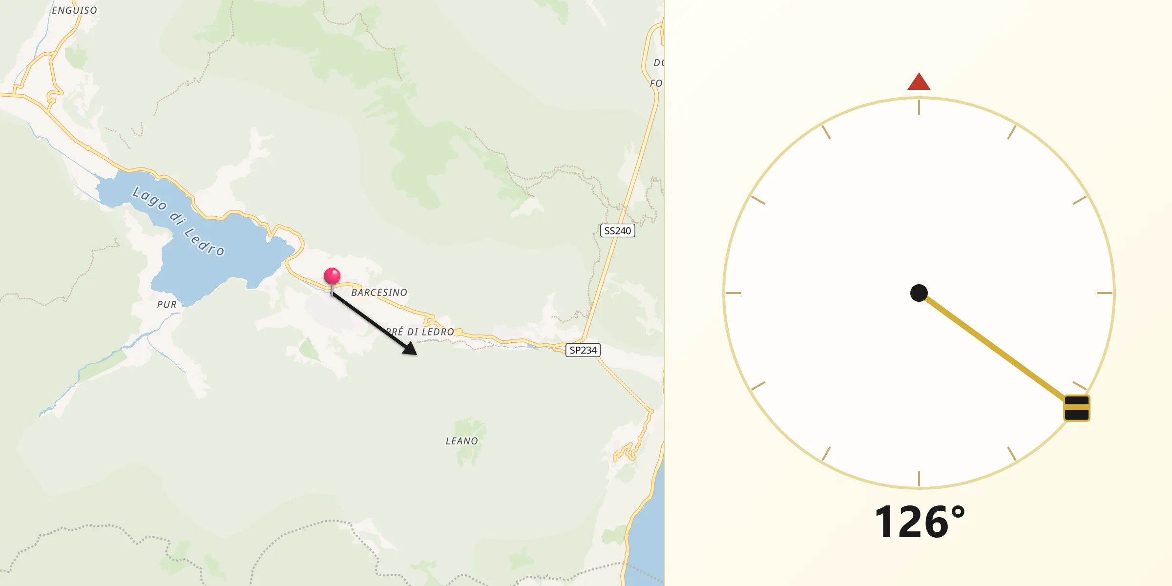 Direzione della Qibla da Molina di Ledro