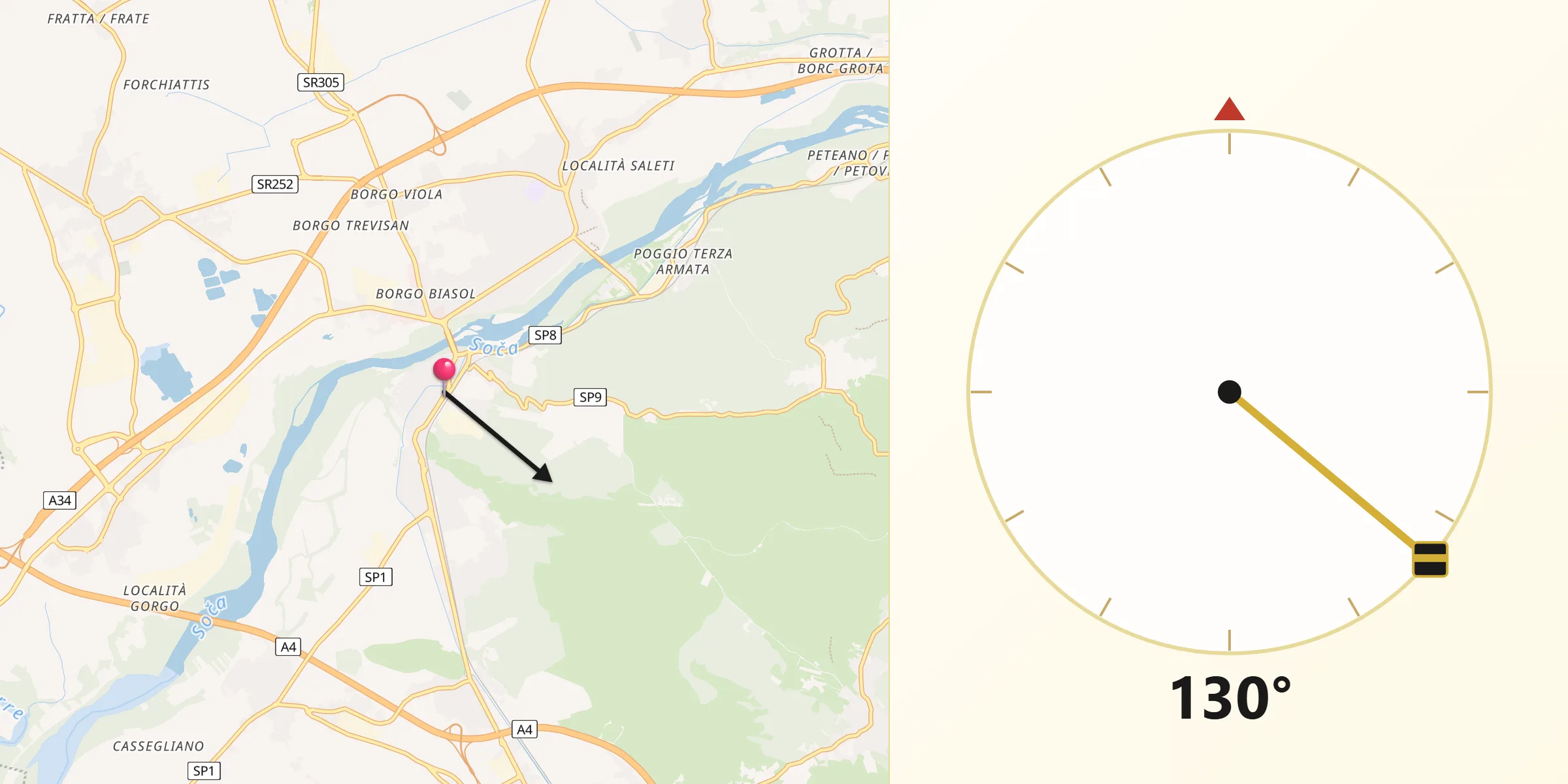 Direzione della Qibla da Sagrado