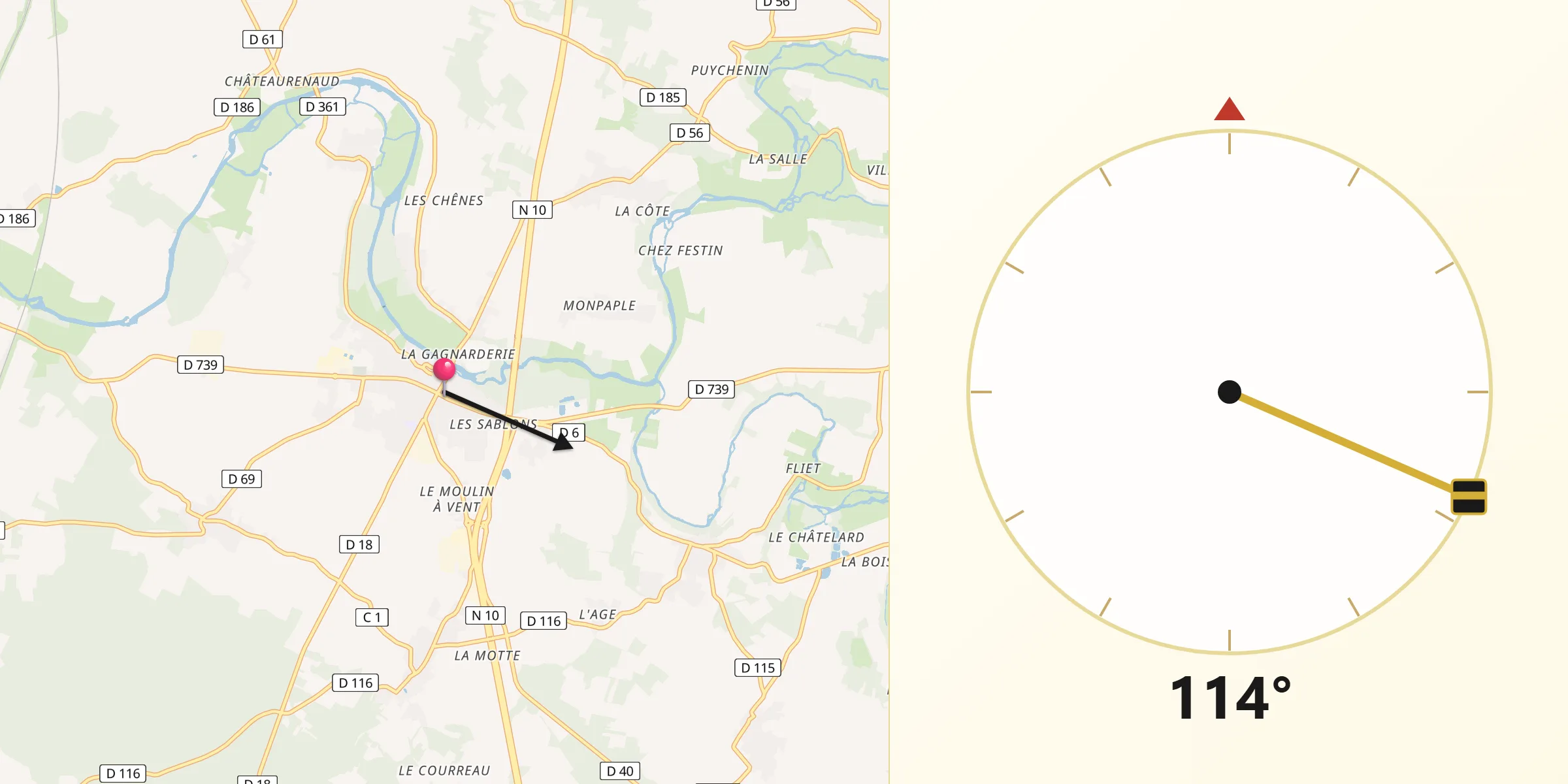 Direction vers la Qibla depuis Mansle