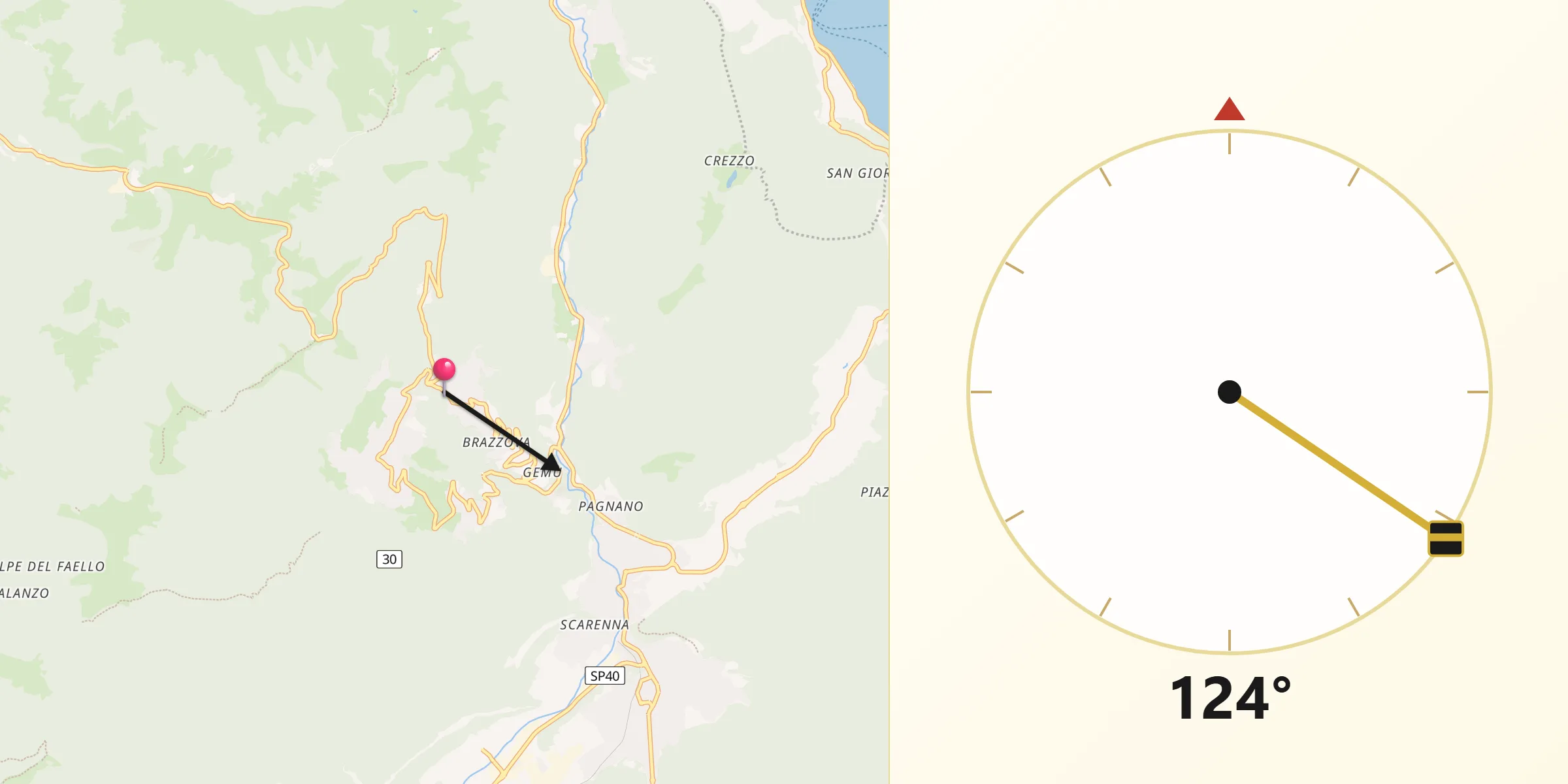 Direzione della Qibla da Sormano