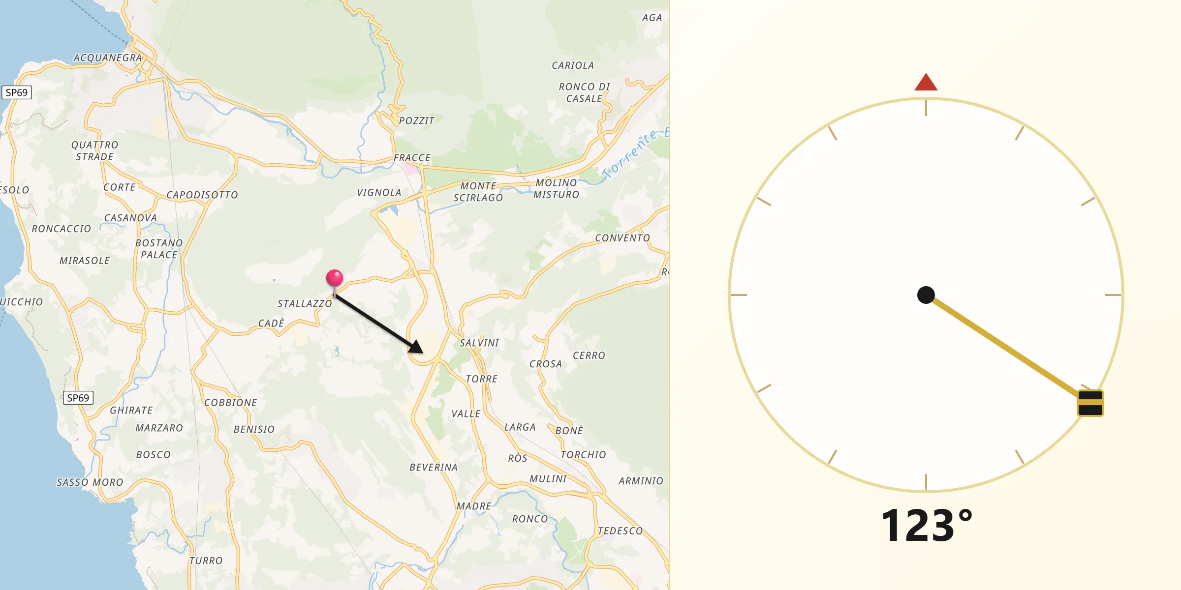 Direzione della Qibla da Caravate
