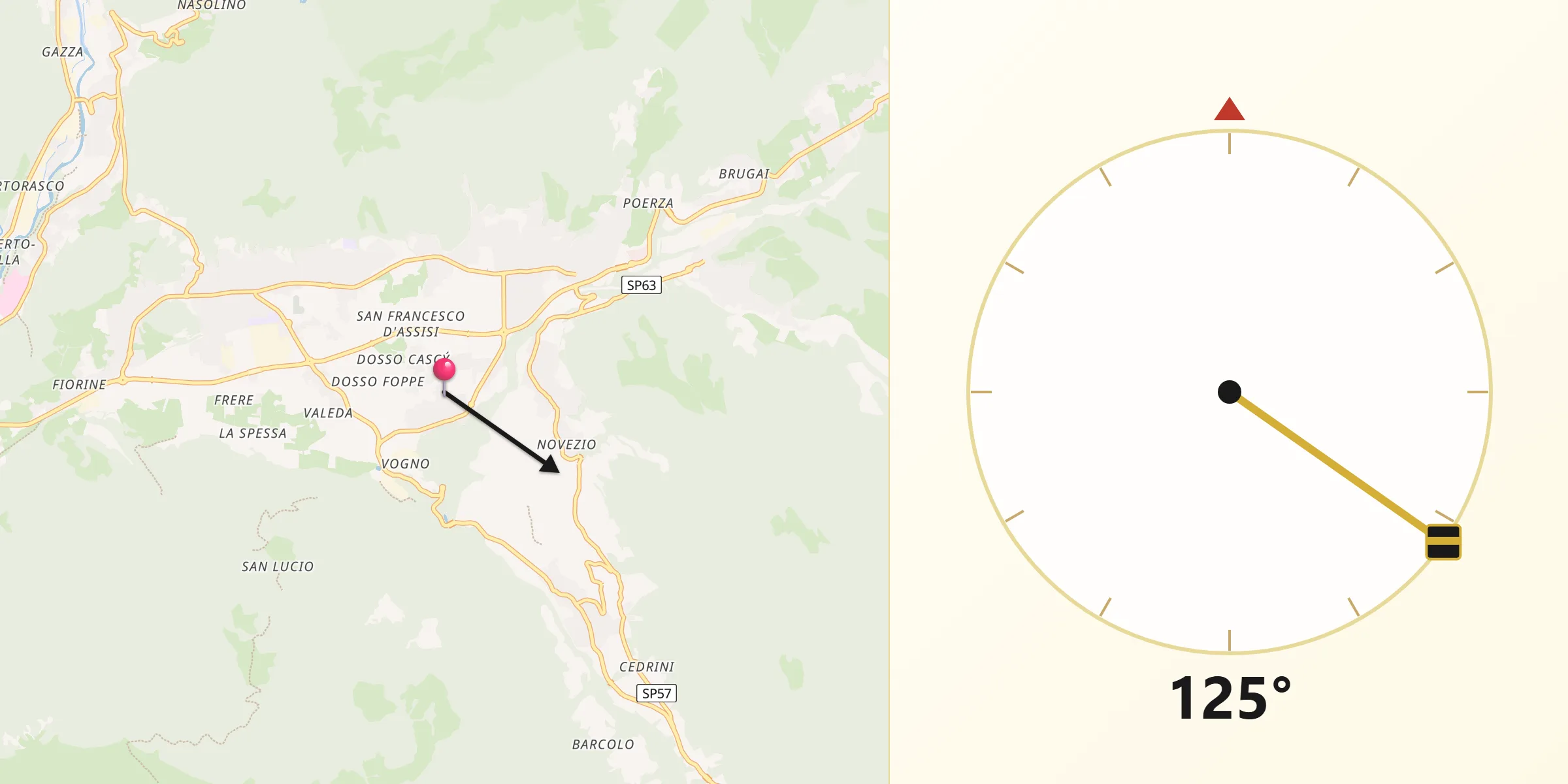 Direzione della Qibla da San Lorenzo di Rovetta