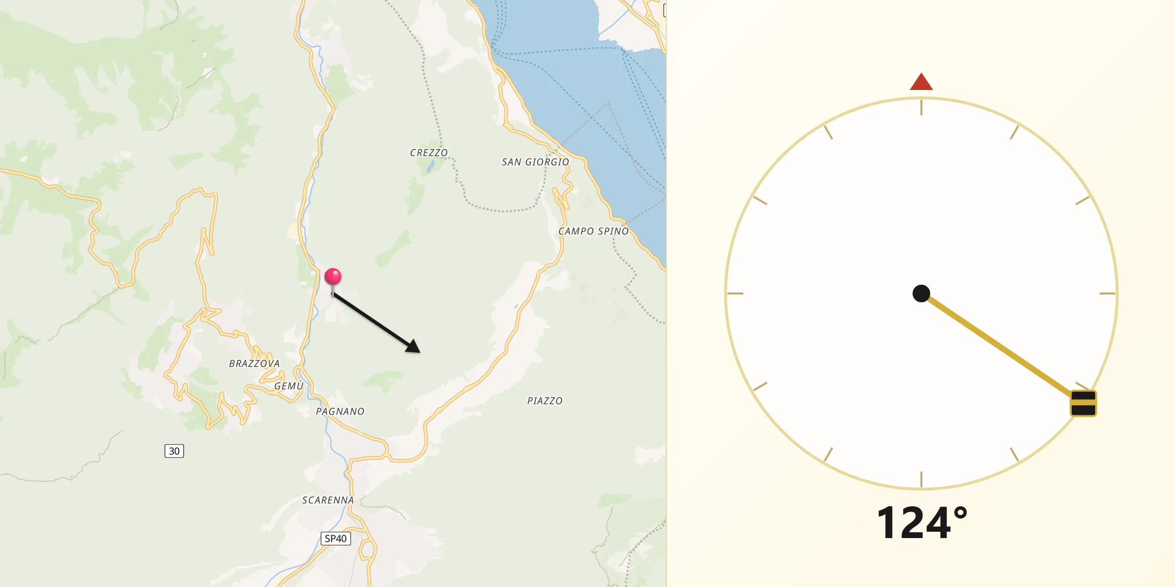 Direzione della Qibla da Lasnigo