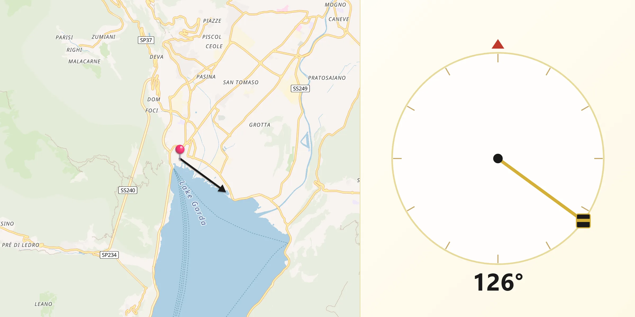 Direzione della Qibla da Riva del Garda