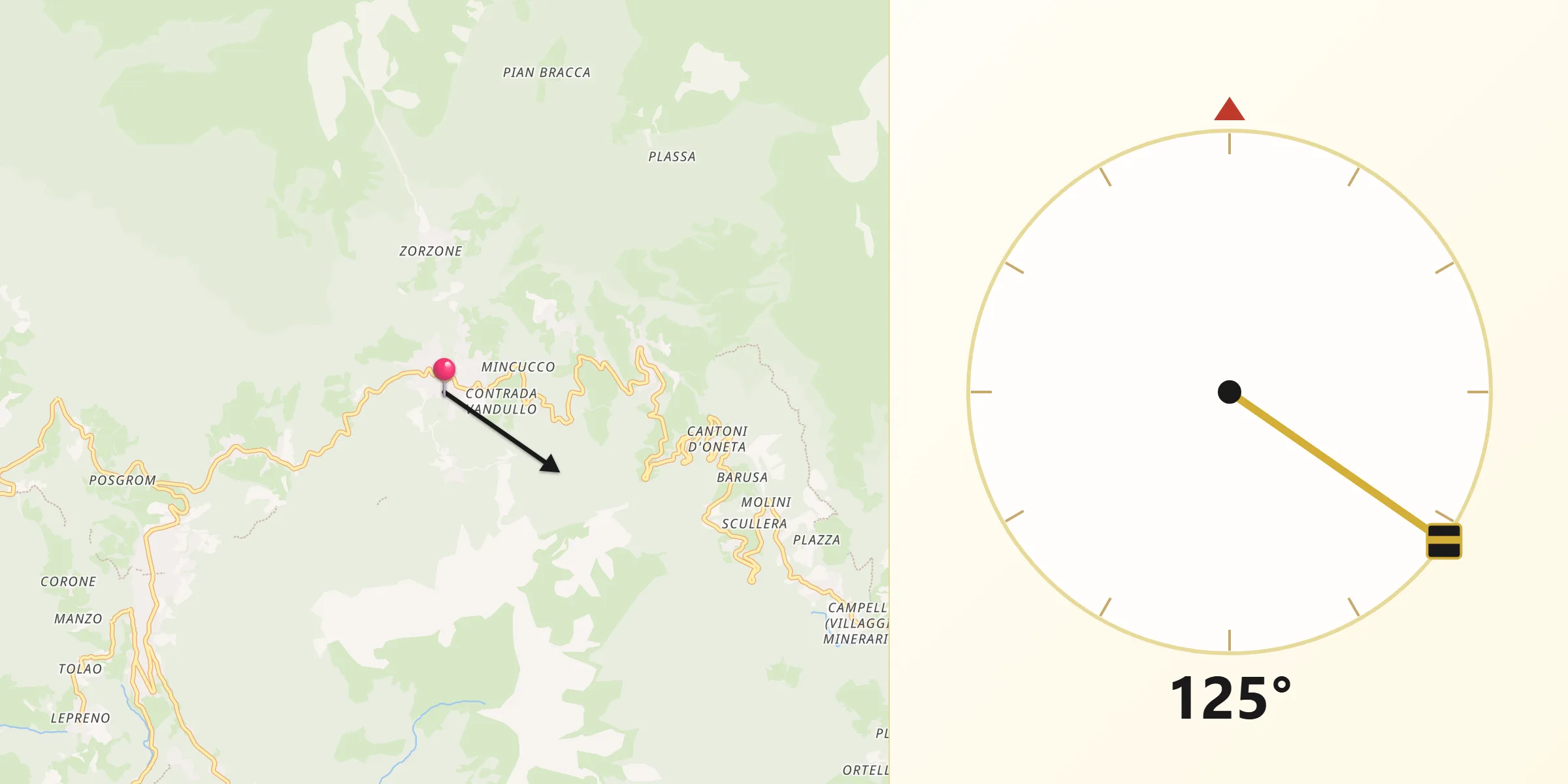 Direzione della Qibla da Oltre Il Colle